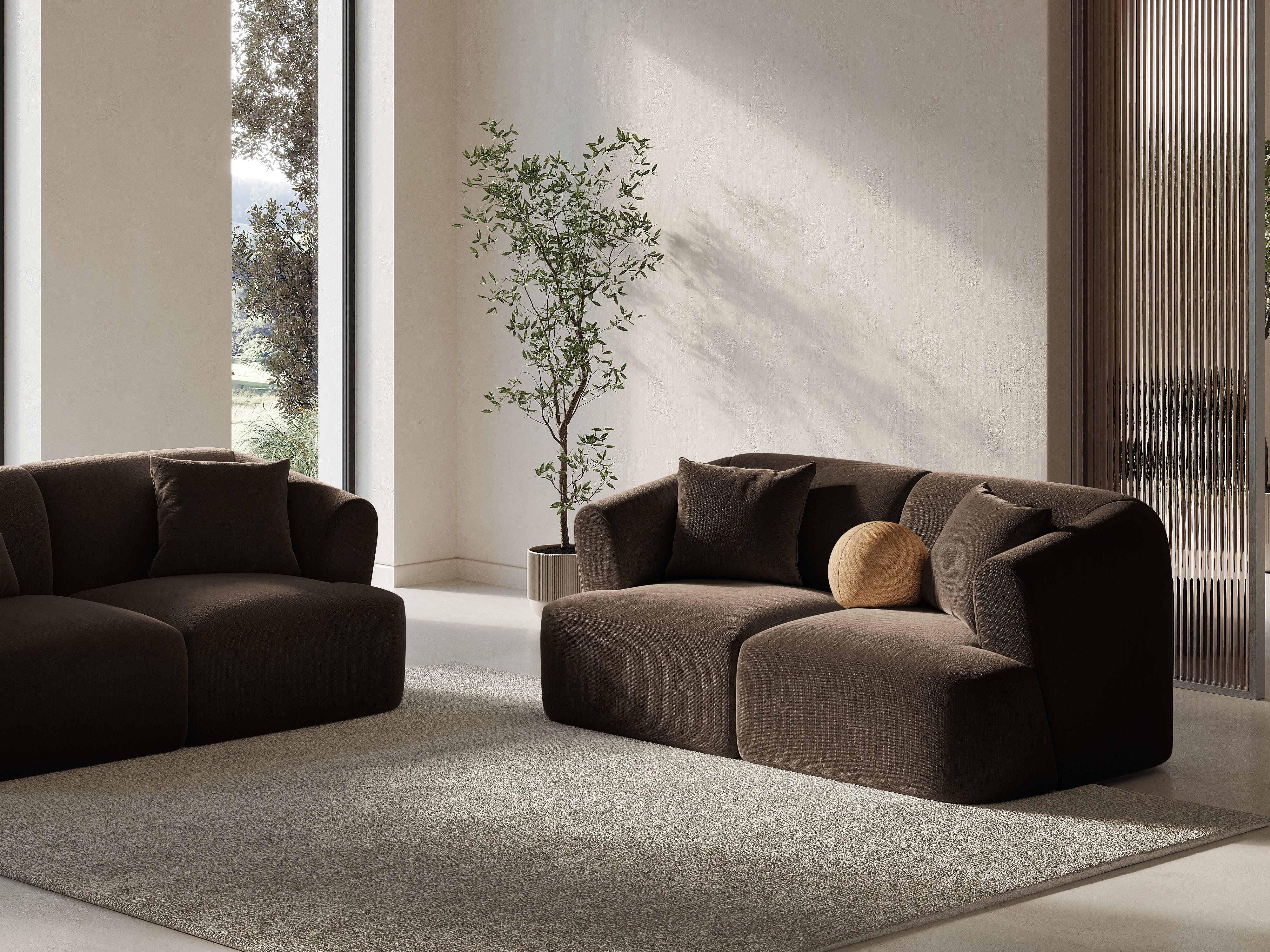 Sofa aus Samt 2-sitzig CAMPI schokoladenbraun