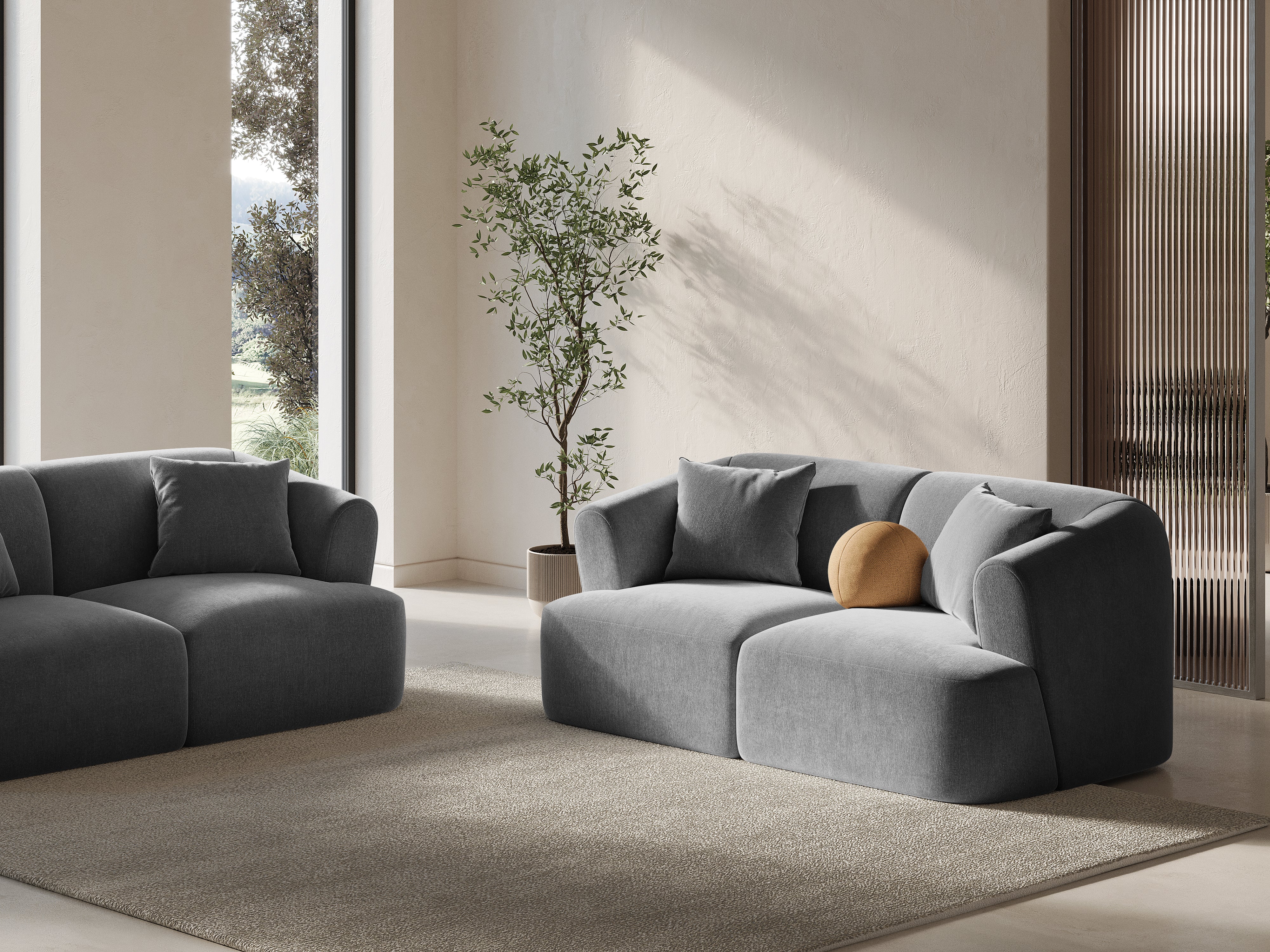 Sofa aus Samt 2-sitzig CAMPI grau