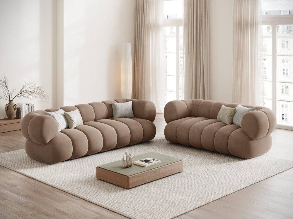 Sofa 2-sitzig aus Samt KOGE dunkelbeige