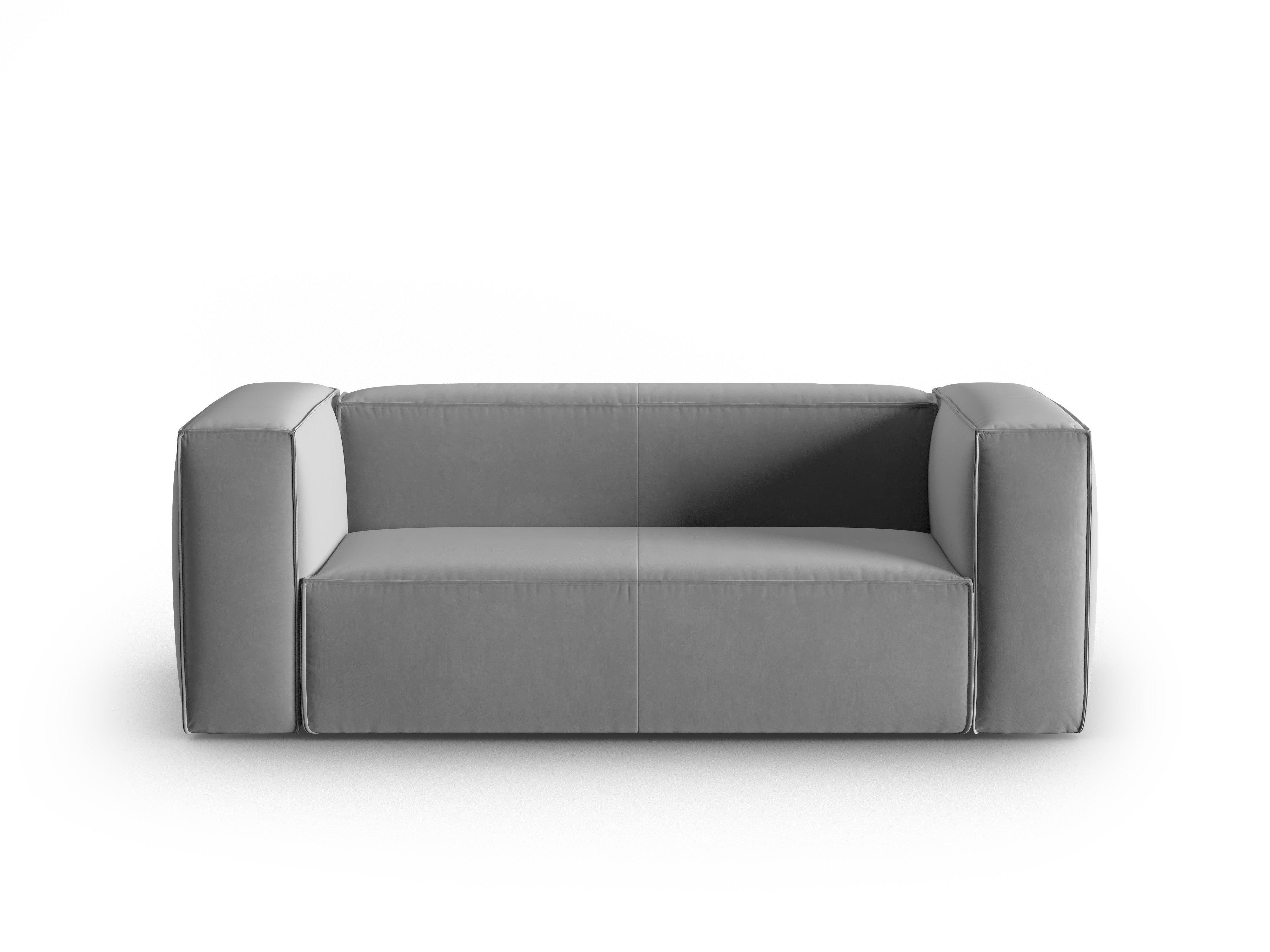 Samt 2-Sitzer Sofa MACKAY hellgrau