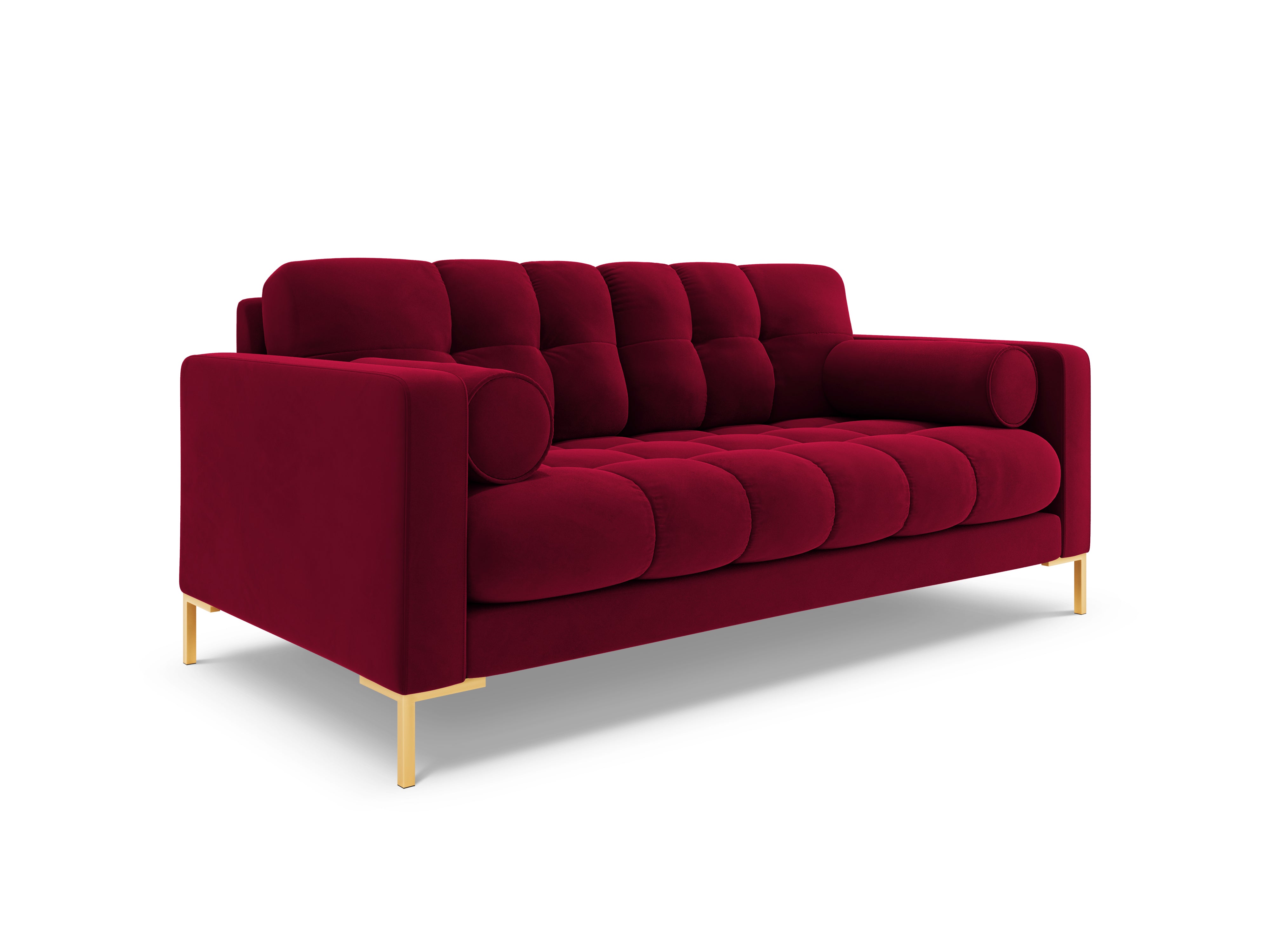 Sofa velvet 2-seater BALI red with gold base