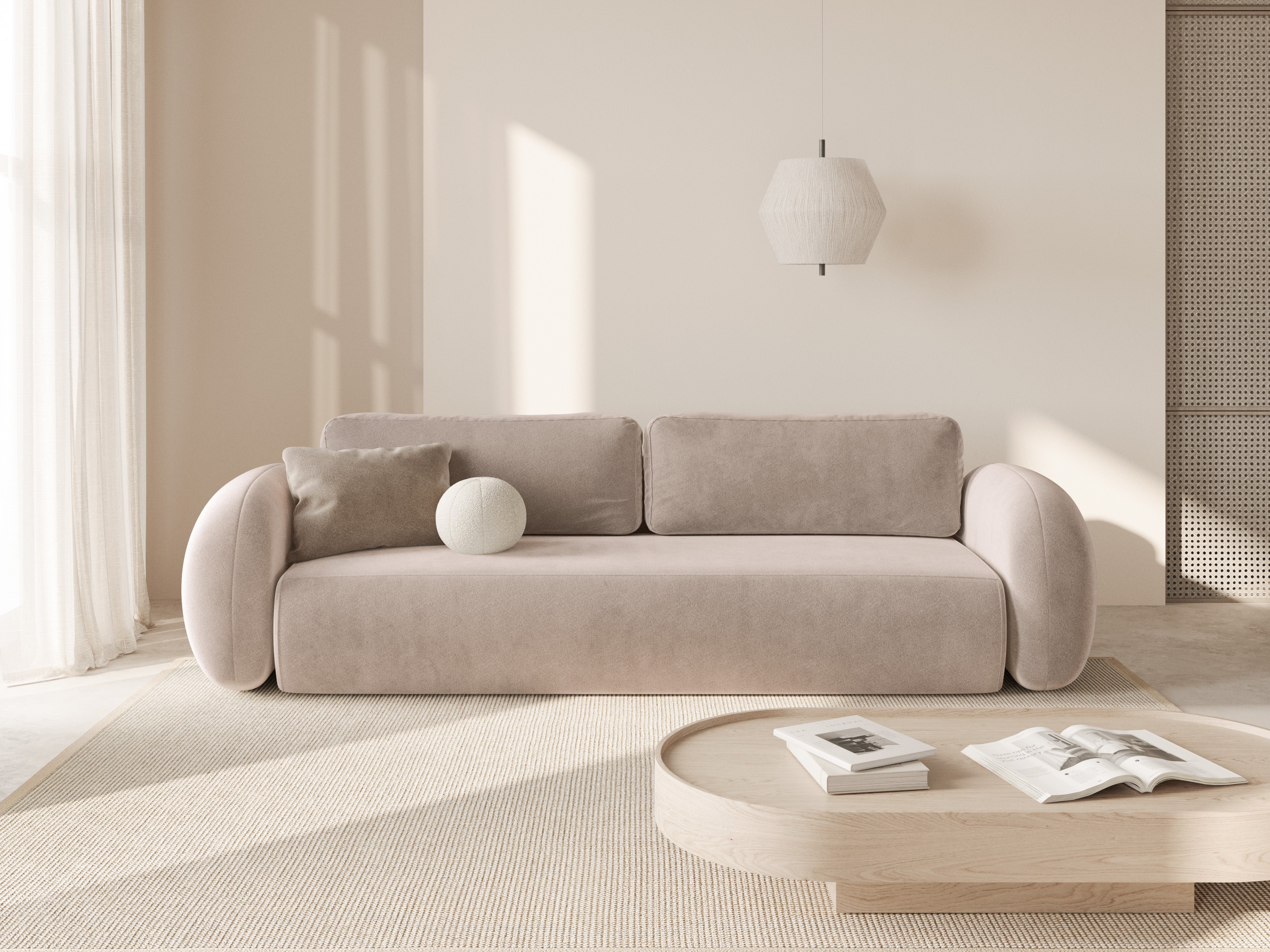 Sofa aus Samt mit Schlaf-Funktion 3-sitzig TONALE beige