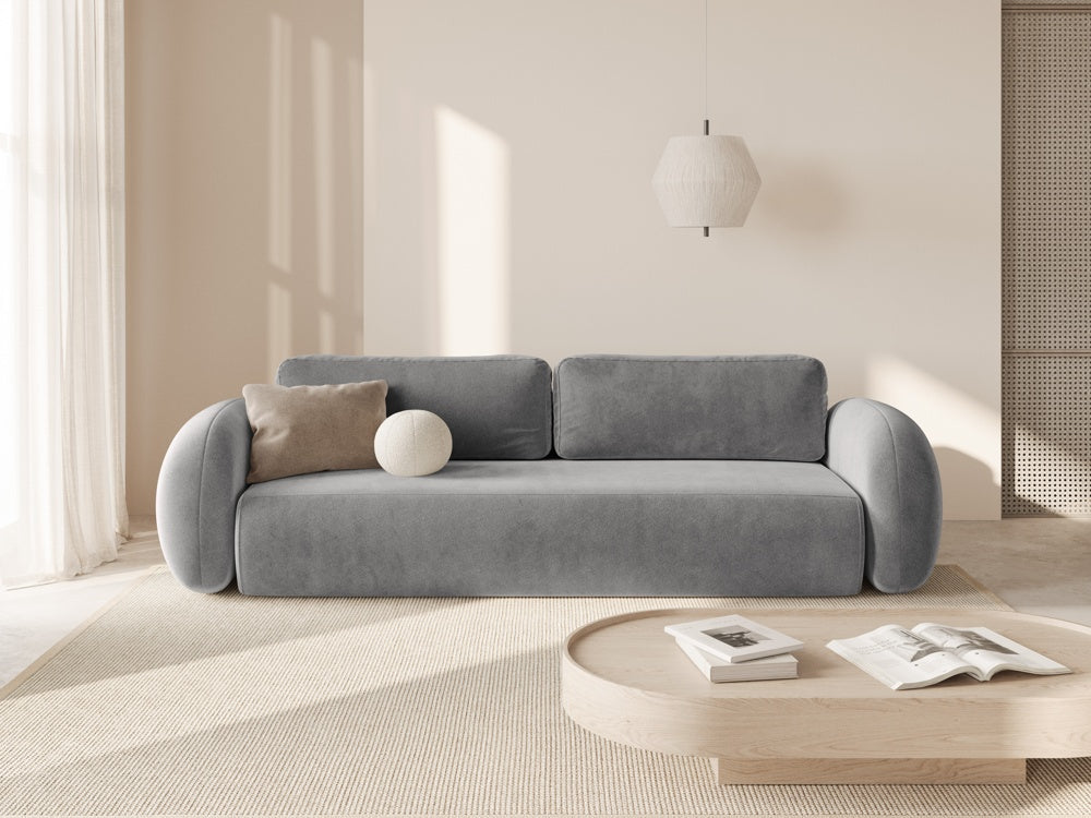Sofa aus Samt mit Schlaf-Funktion 3-sitzig TONALE dunkelgrau