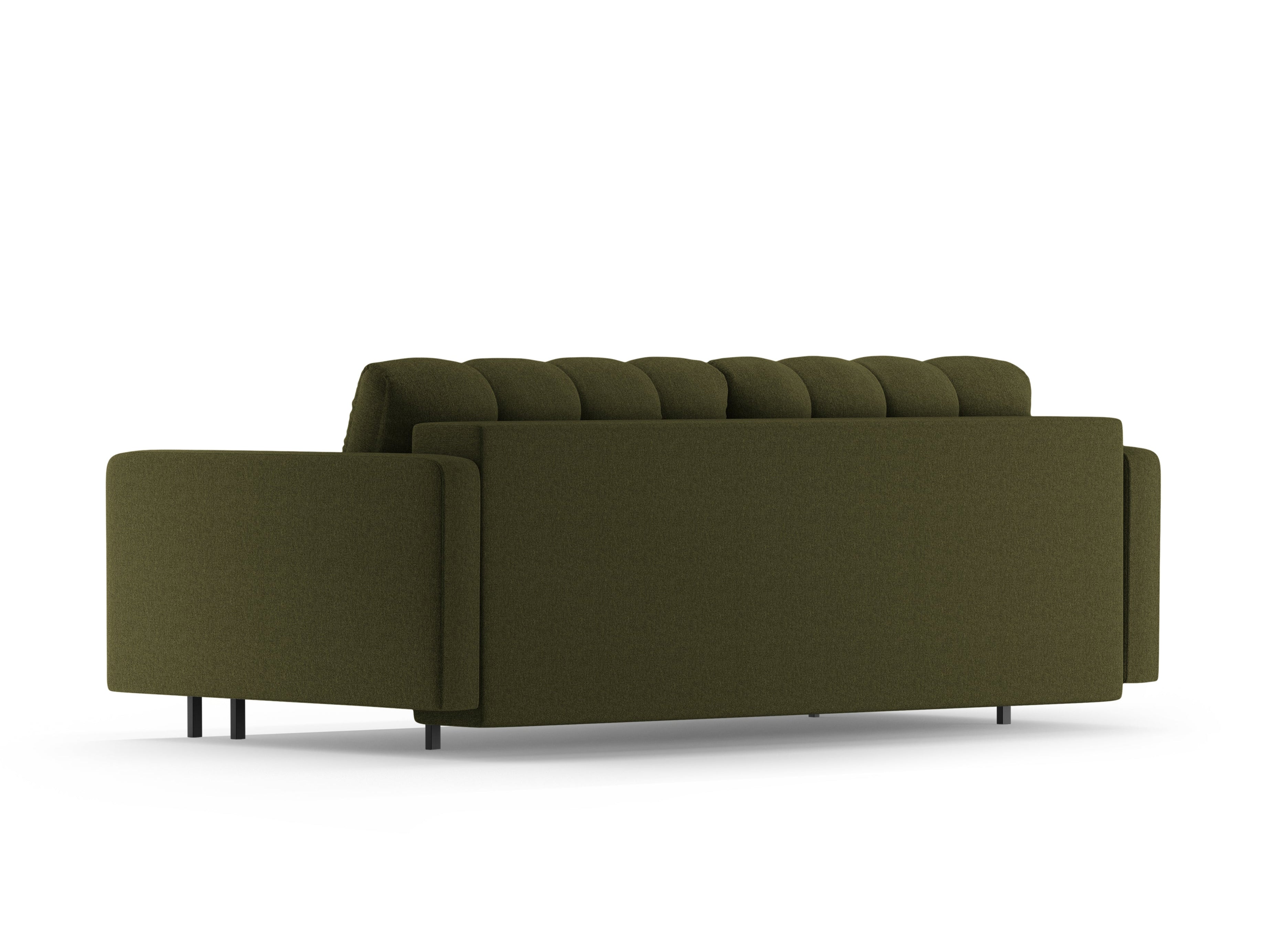 Velvet 3-seater sofa with sleeping function BALI in dark green with a black base