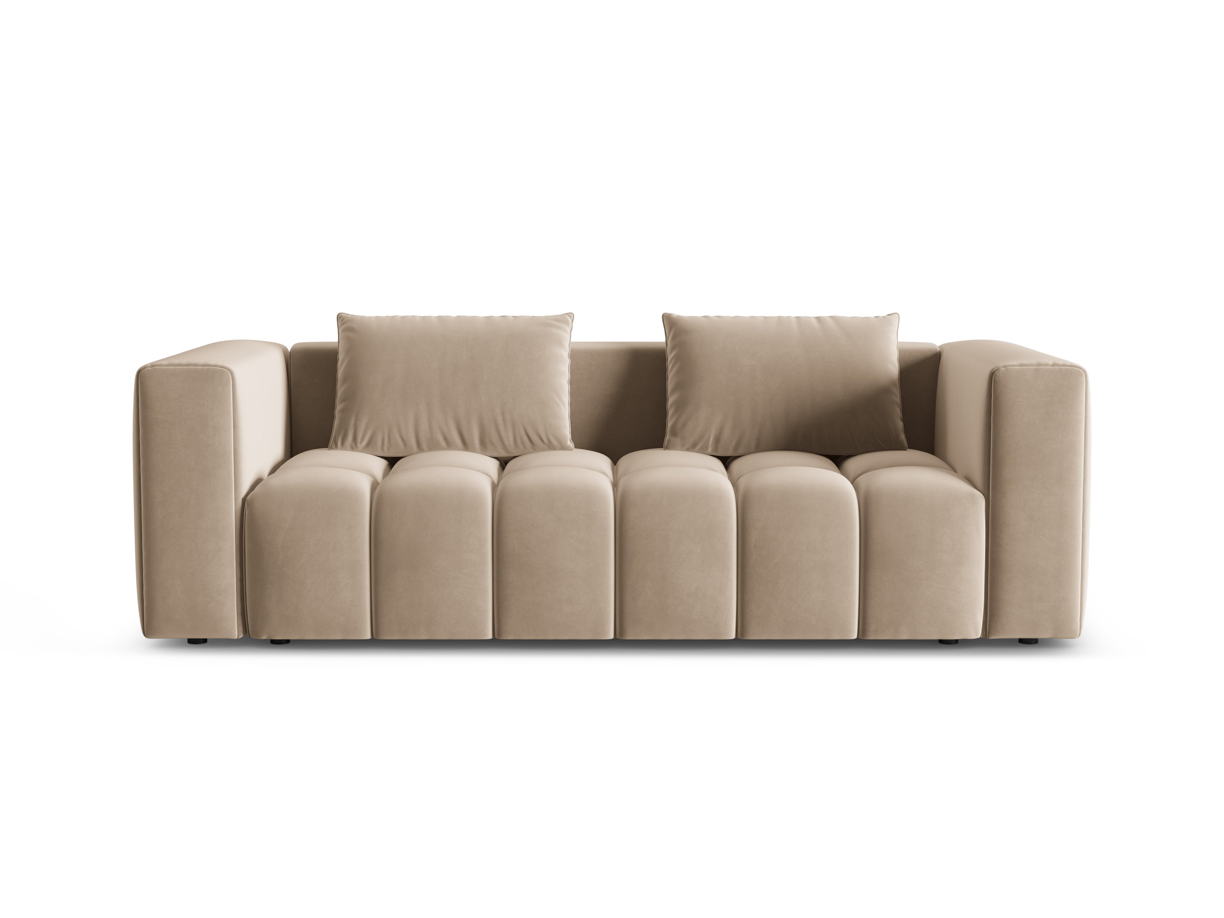 Sofa aksamitna 3-osobowa z funkcją spania VERONA piaskowy