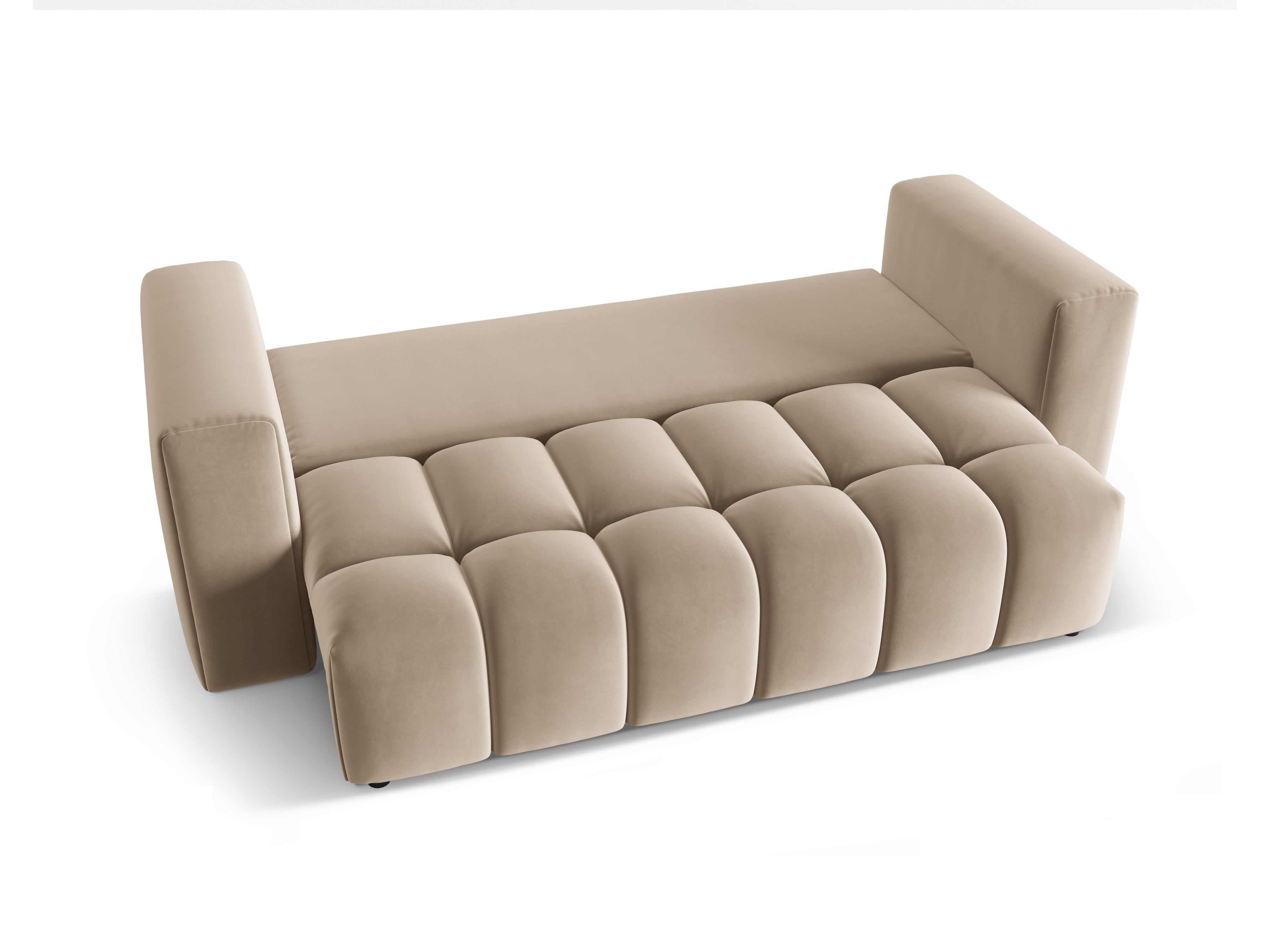 Sofa aksamitna 3-osobowa z funkcją spania VERONA piaskowy