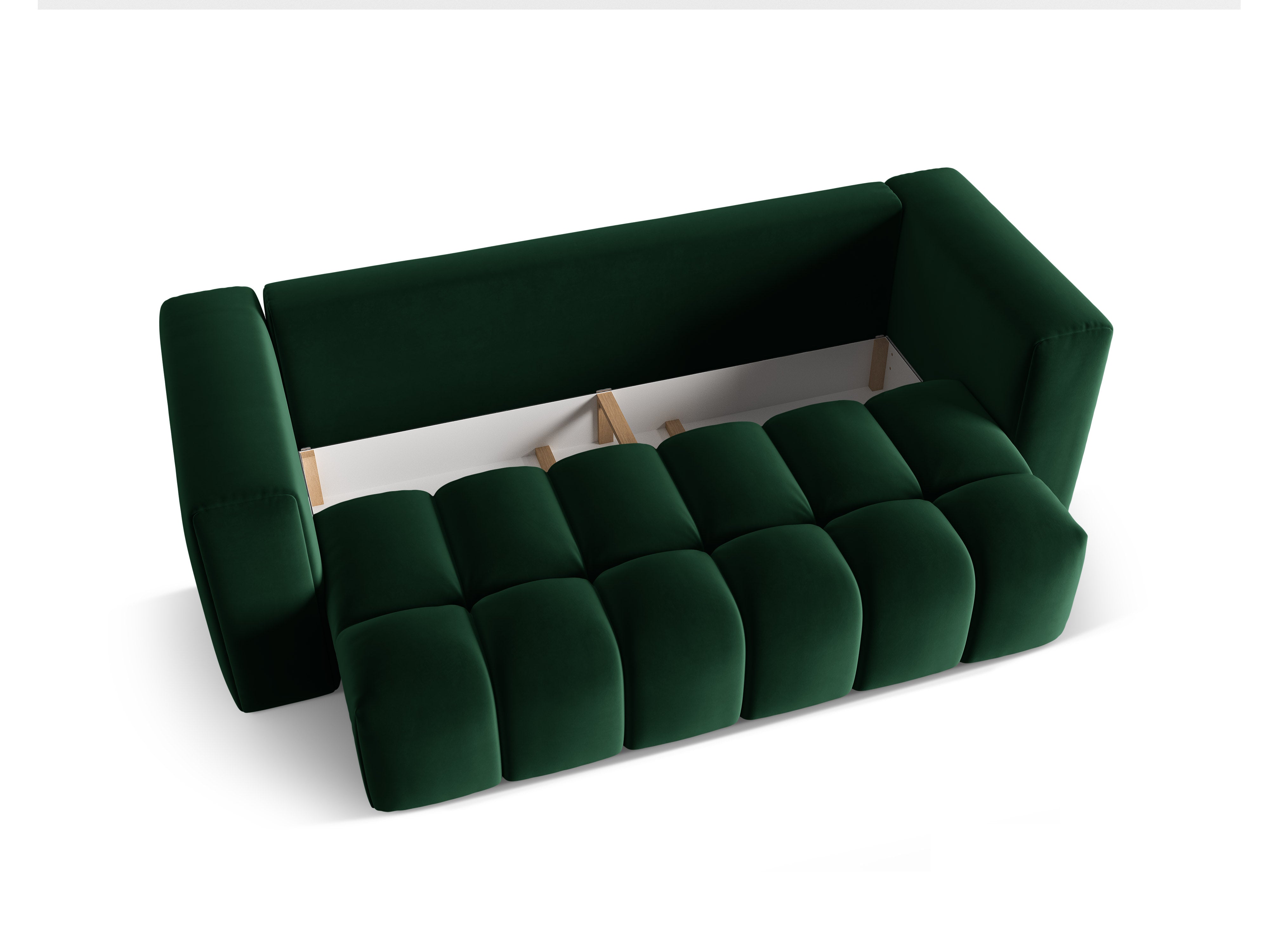 Velvet 3-Seater Sofa with Sleeping Function VERONA Bottle Green
