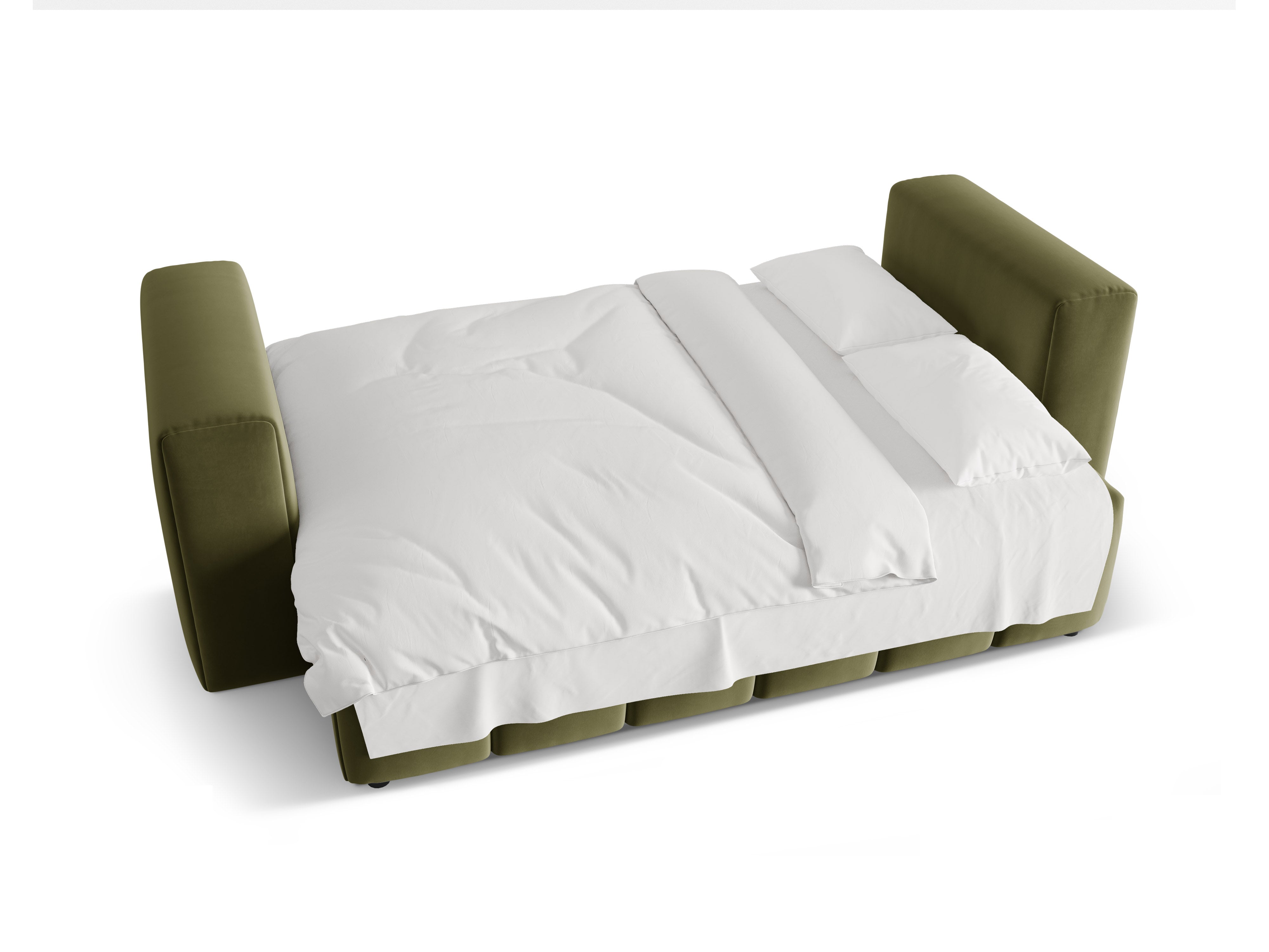 Velvet 3-Seater Sofa with Sleeping Function VERONA Light Green