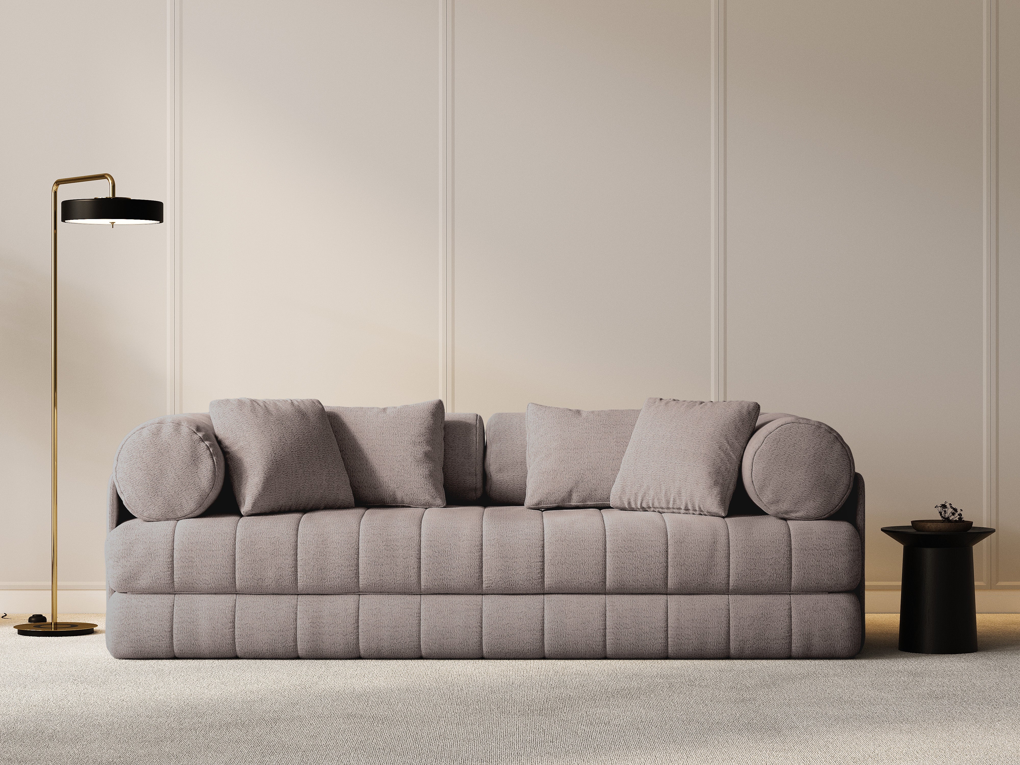Sofa 3-Sitzer mit Schlafsofa-Funktion KEMI sandfarbener Bouclé