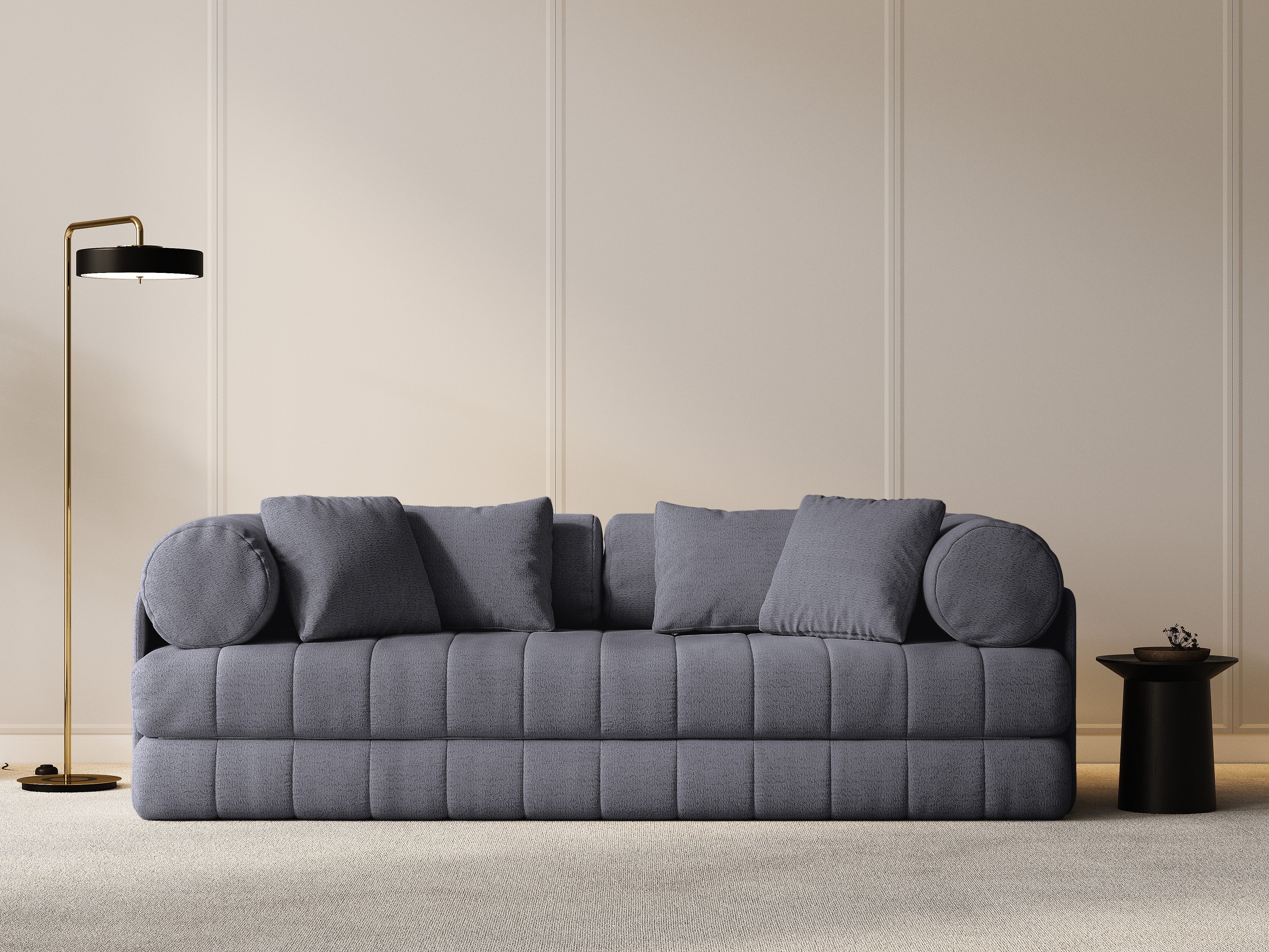 Sofa 3-Sitzer mit Schlaf-Funktion KEMI graues Bouclé