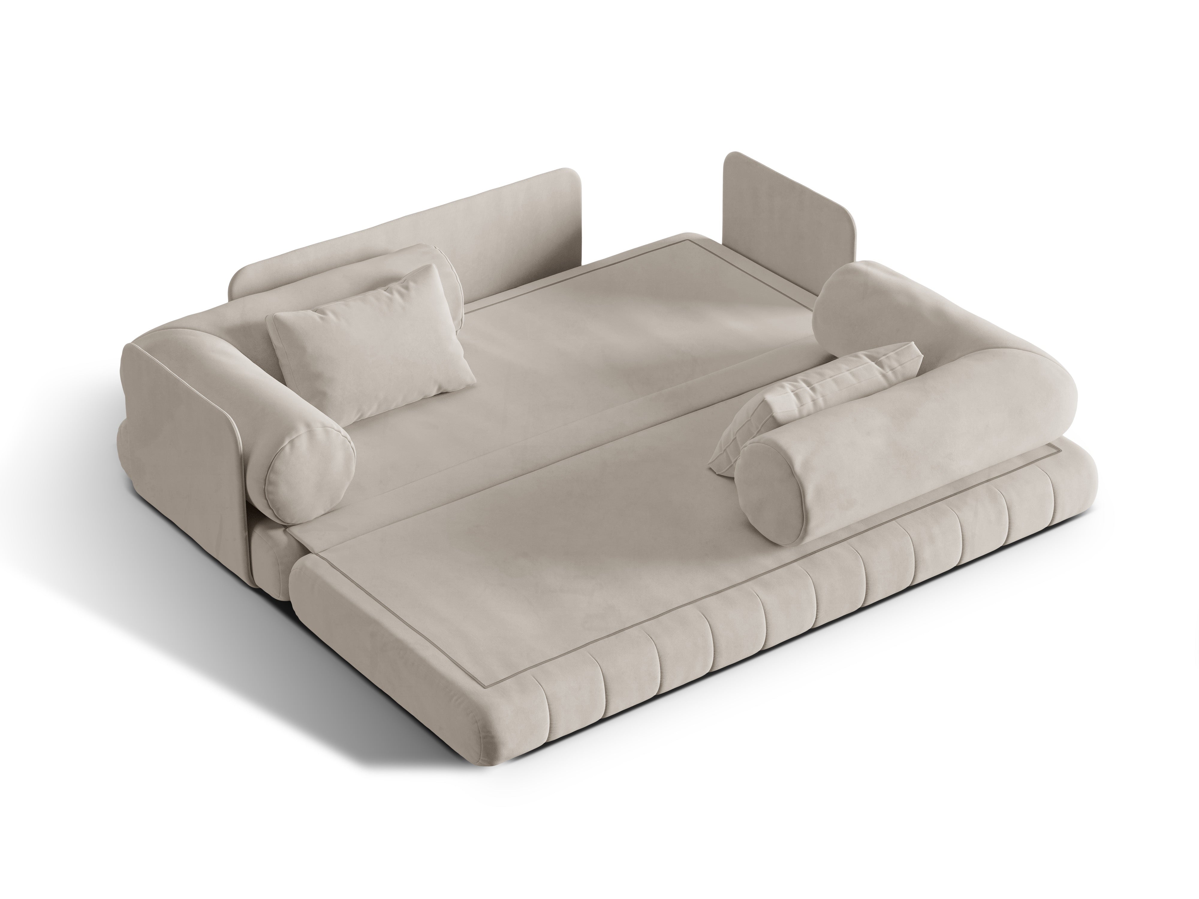 Sofa aus Samt für 3 Personen mit Schlaf-Funktion KEMI beige