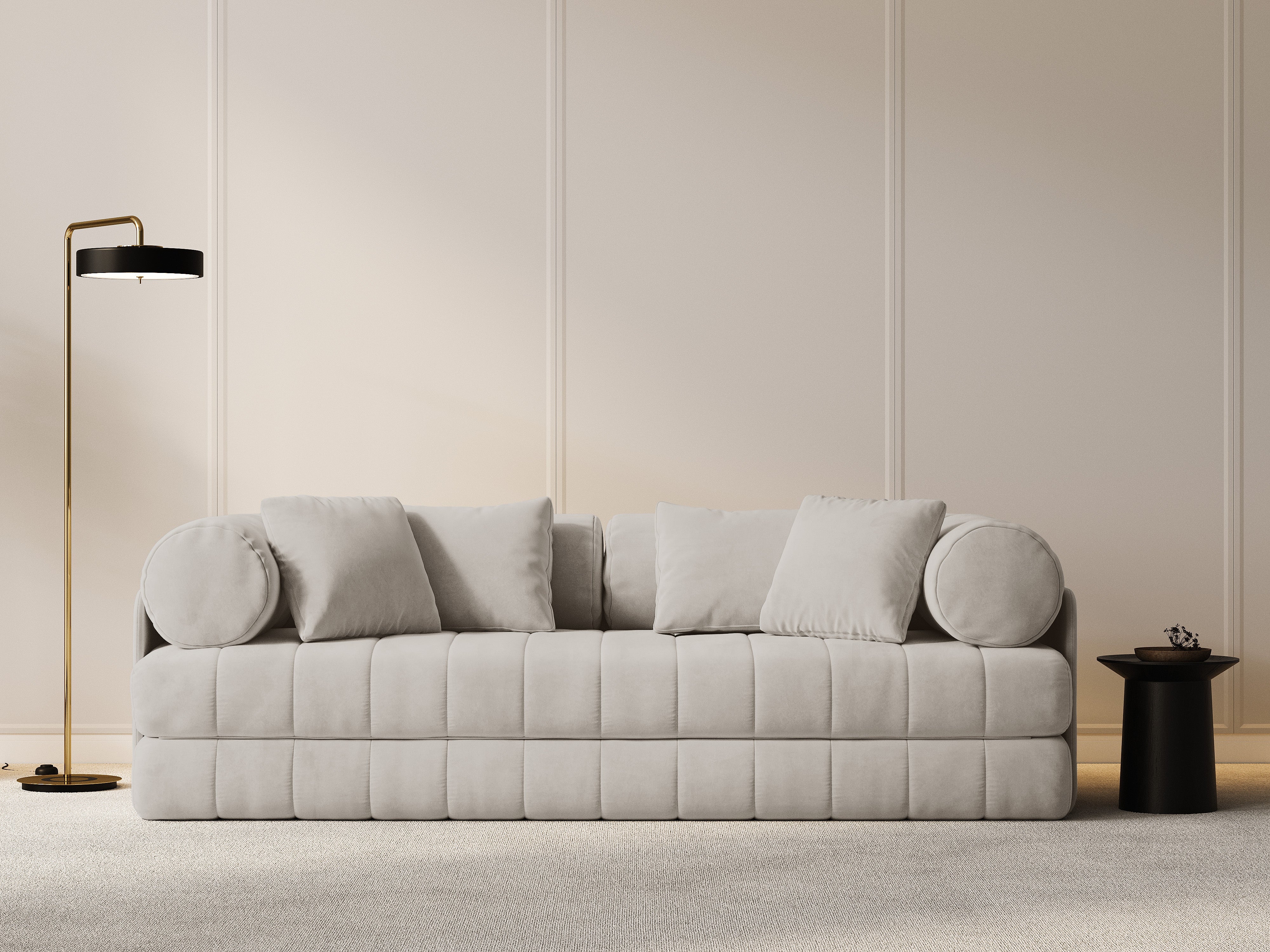 Sofa aus Samt für 3 Personen mit Schlaf-Funktion KEMI beige