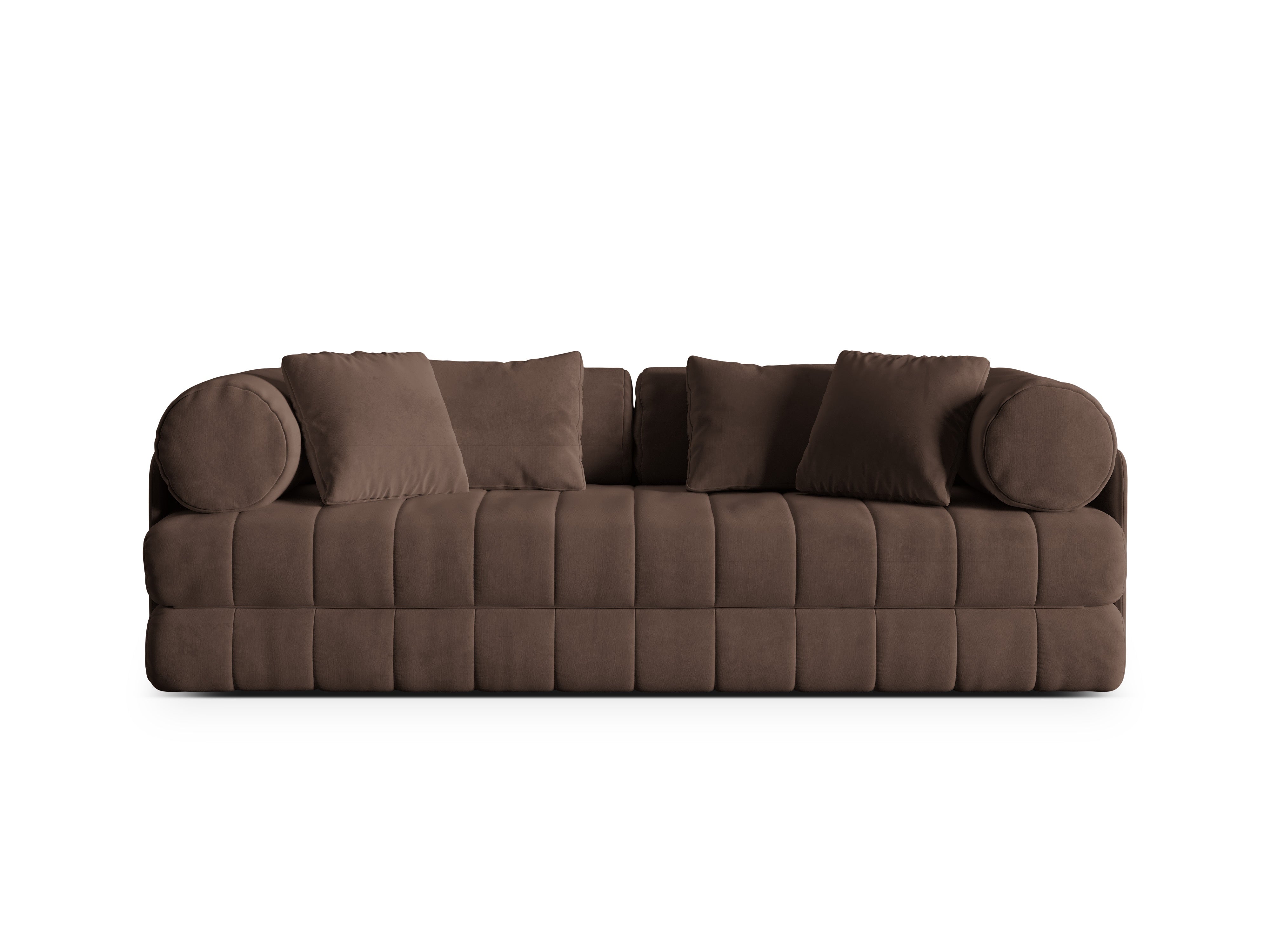 Sofa aus Samt für 3 Personen mit Schlaf-Funktion KEMI schokoladenbraun