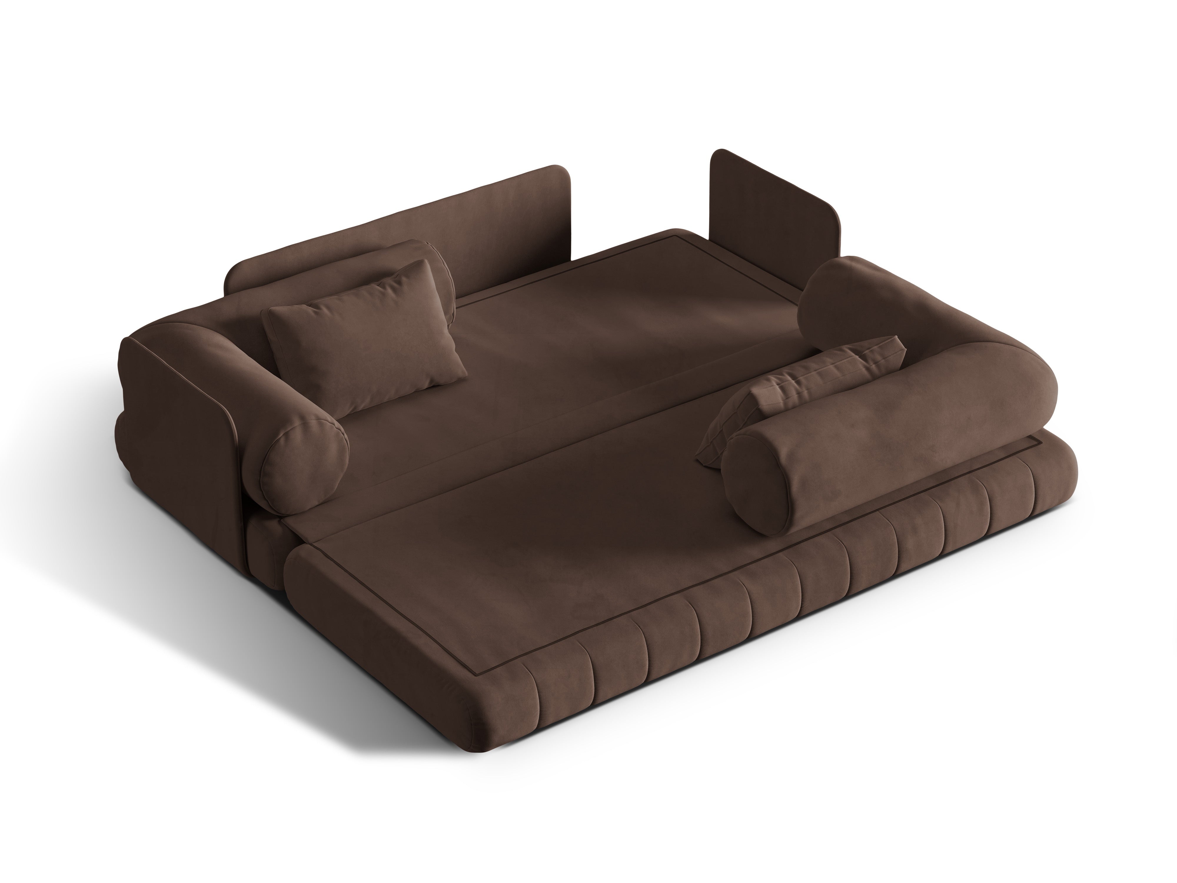 Sofa aus Samt für 3 Personen mit Schlaf-Funktion KEMI schokoladenbraun