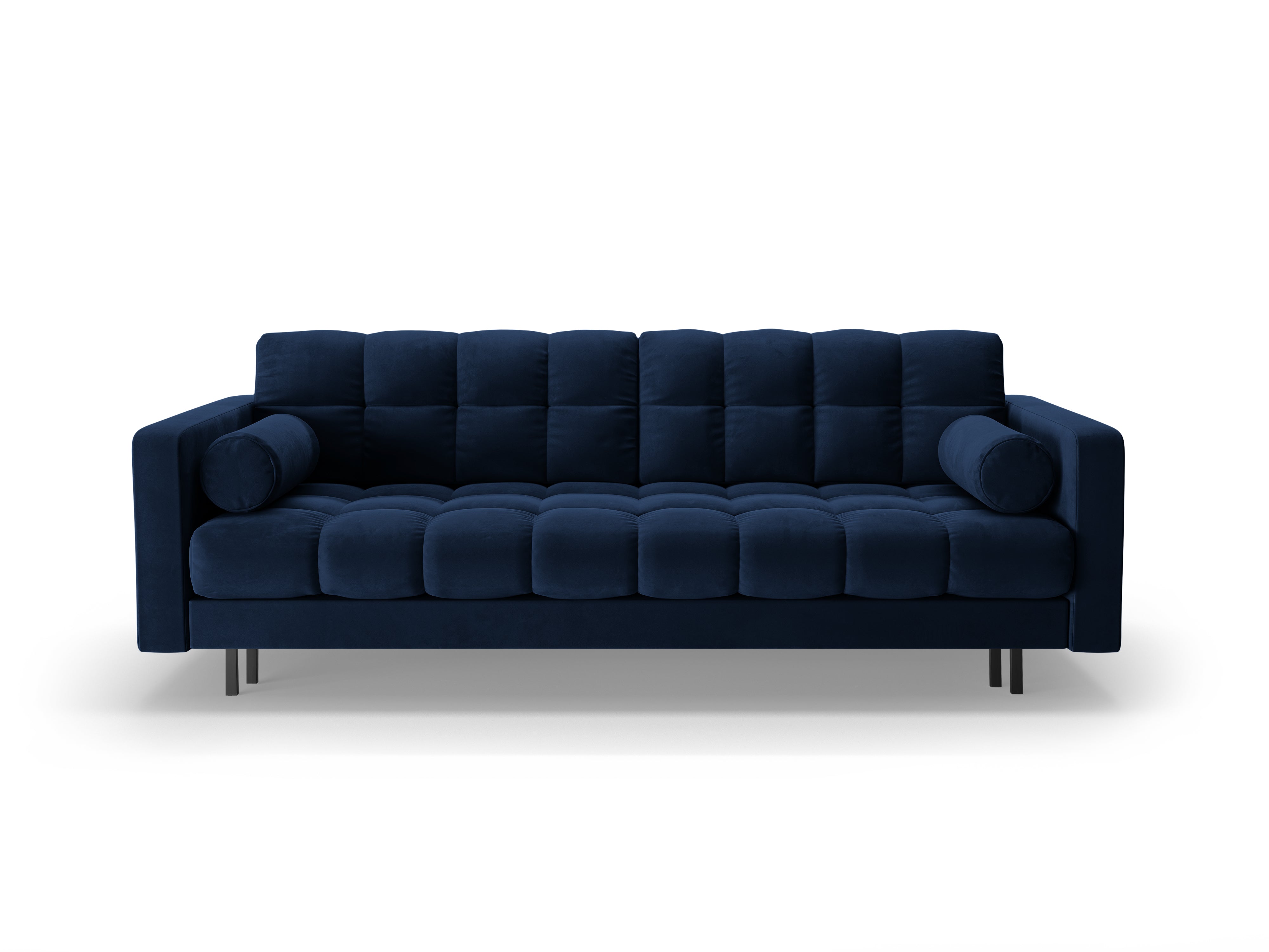 Samtsofa 3-Sitzer mit Schlaffunktion BALI royalblau mit schwarzem Gestell