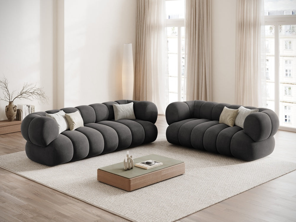 Sofa 3-sitzig aus Samt KOGE dunkelgrau