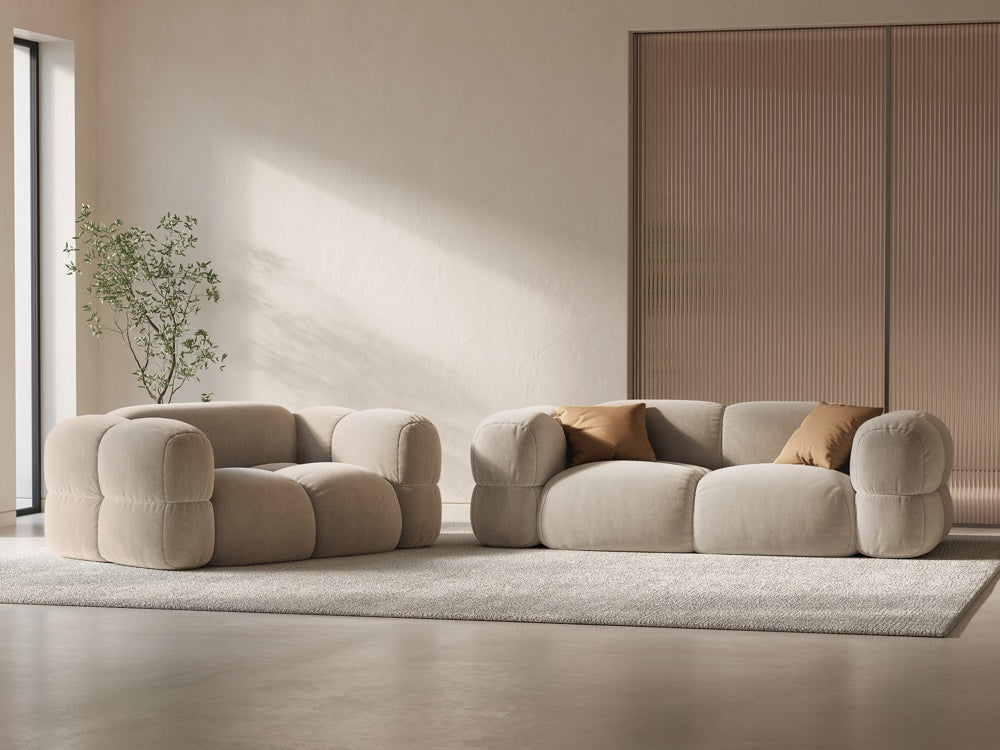 Sofa 3-sitzig aus Samt LORETTO beige