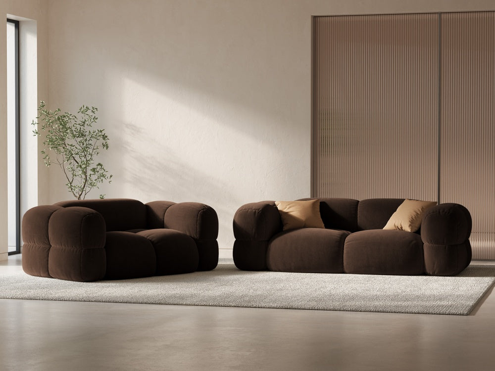 Sofa 3-sitzige Samt LORETTO schokoladenbraun
