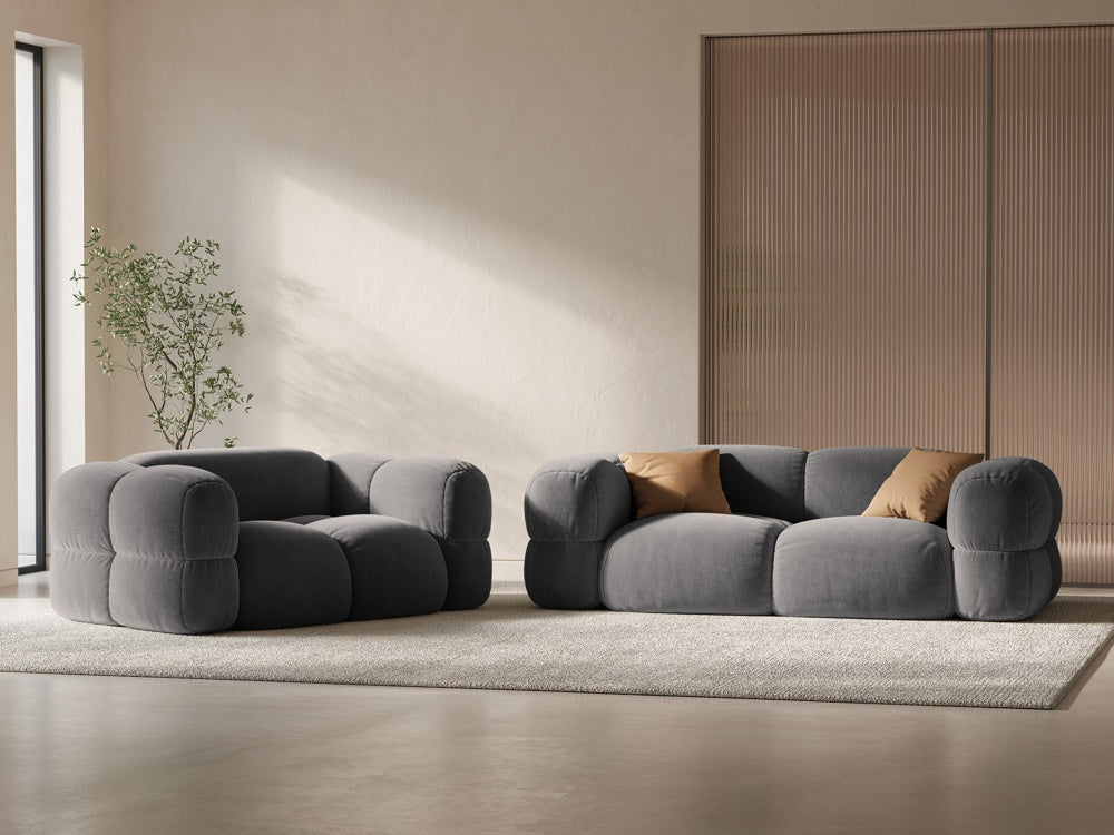 Sofa 3-sitzig aus Samt LORETTO grau