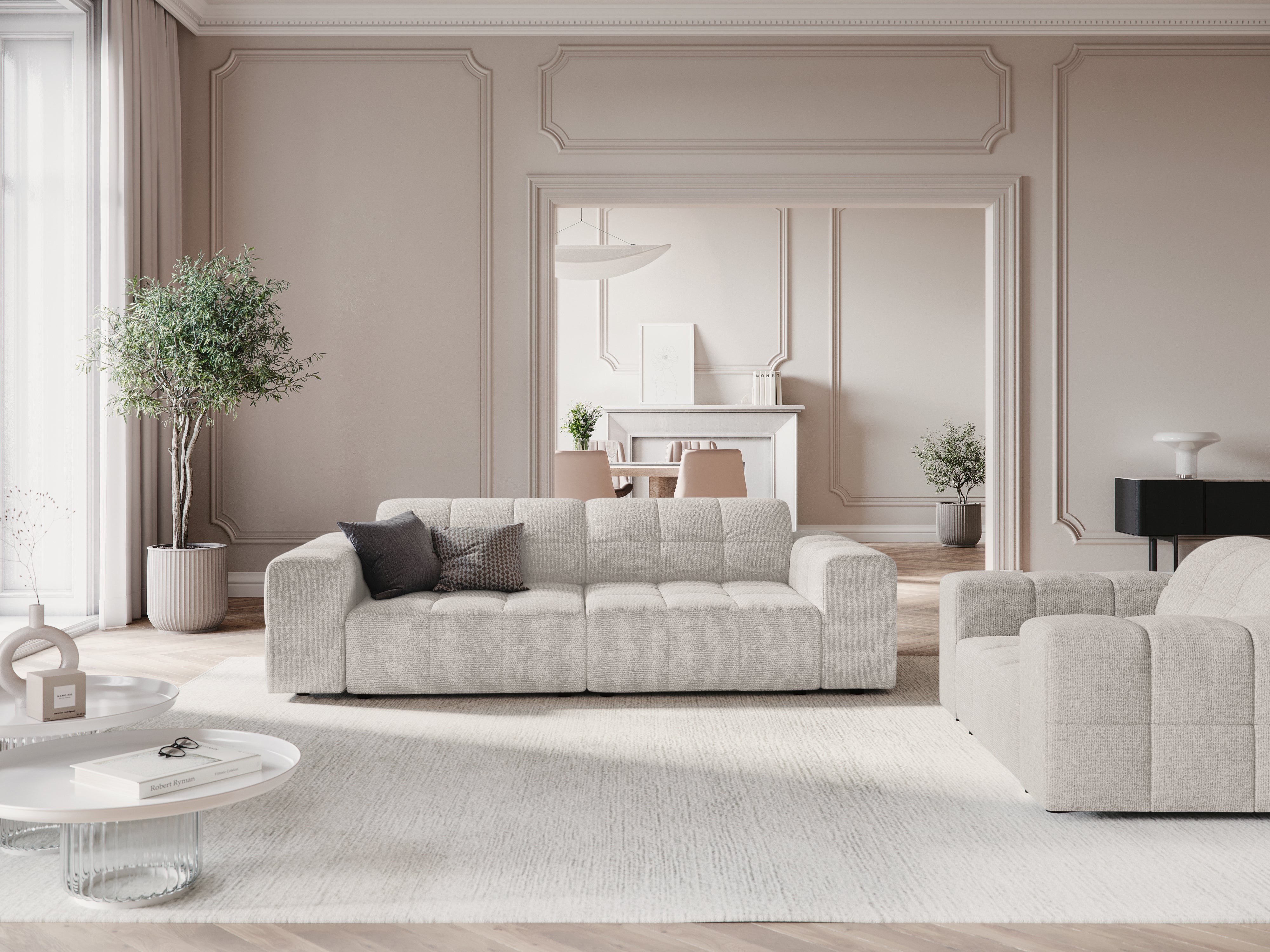 3-Personen-Sofa Chicago Hellgrau Szenil