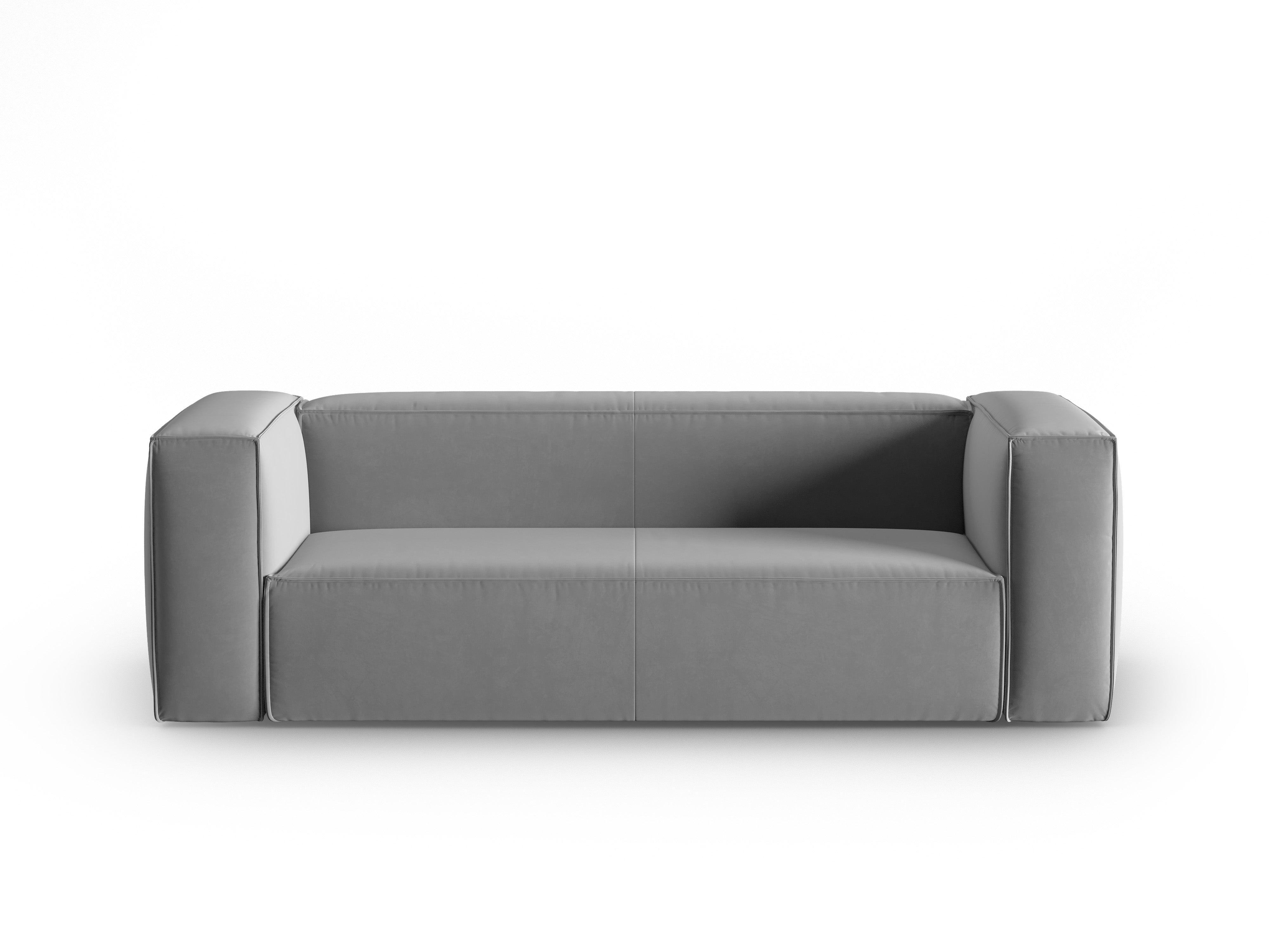 Samt 3-Sitzer-Sofa MACKAY hellgrau