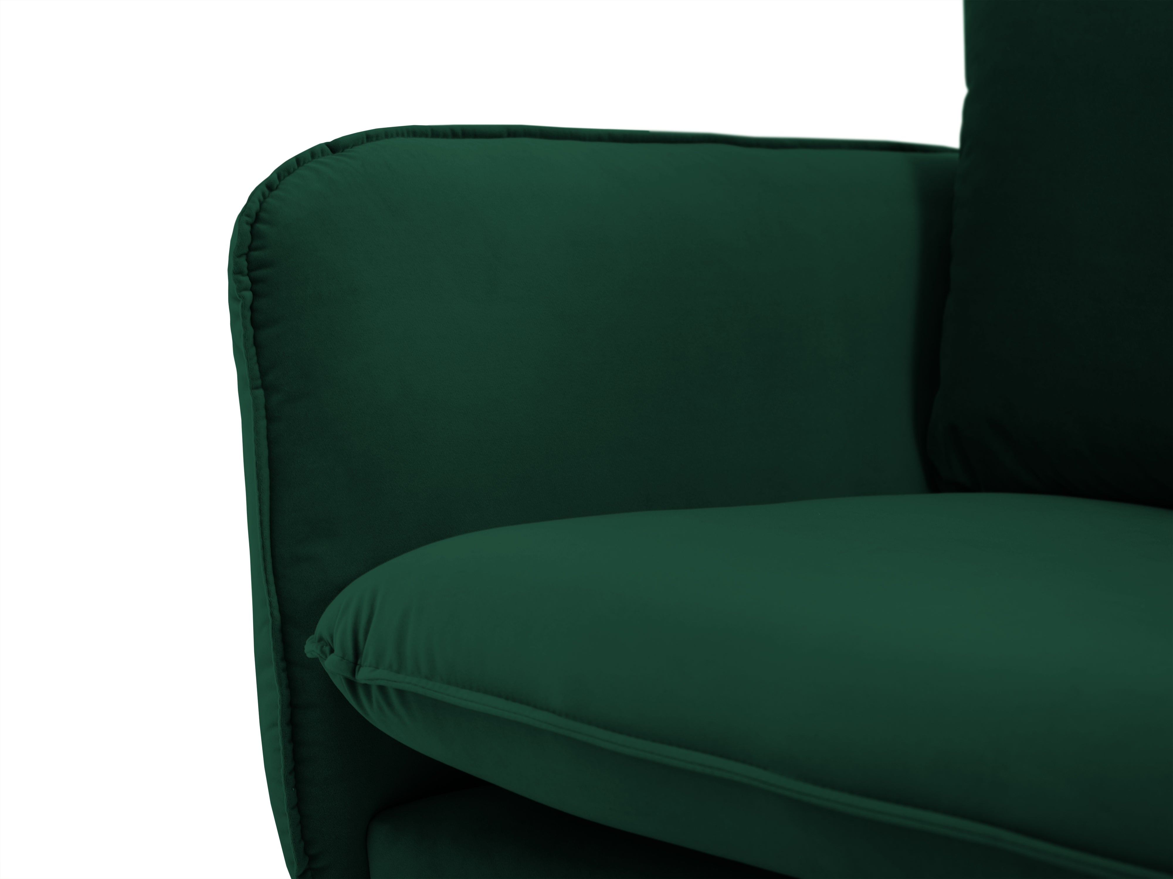 Velvet sofa 3-seater VIENNA bottle green with a gold base