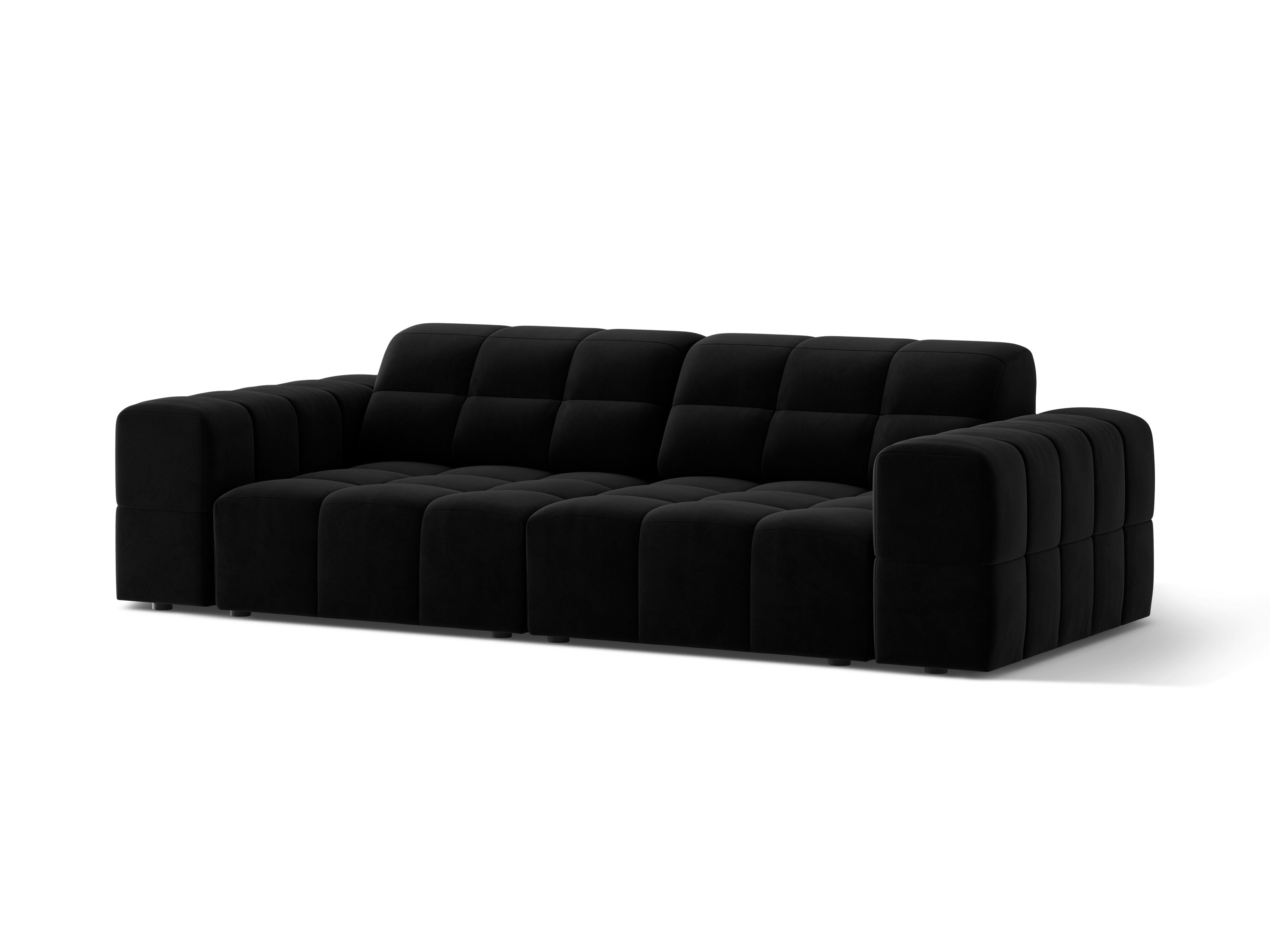 Schwarzes 3-Sitzer-Samtsofa