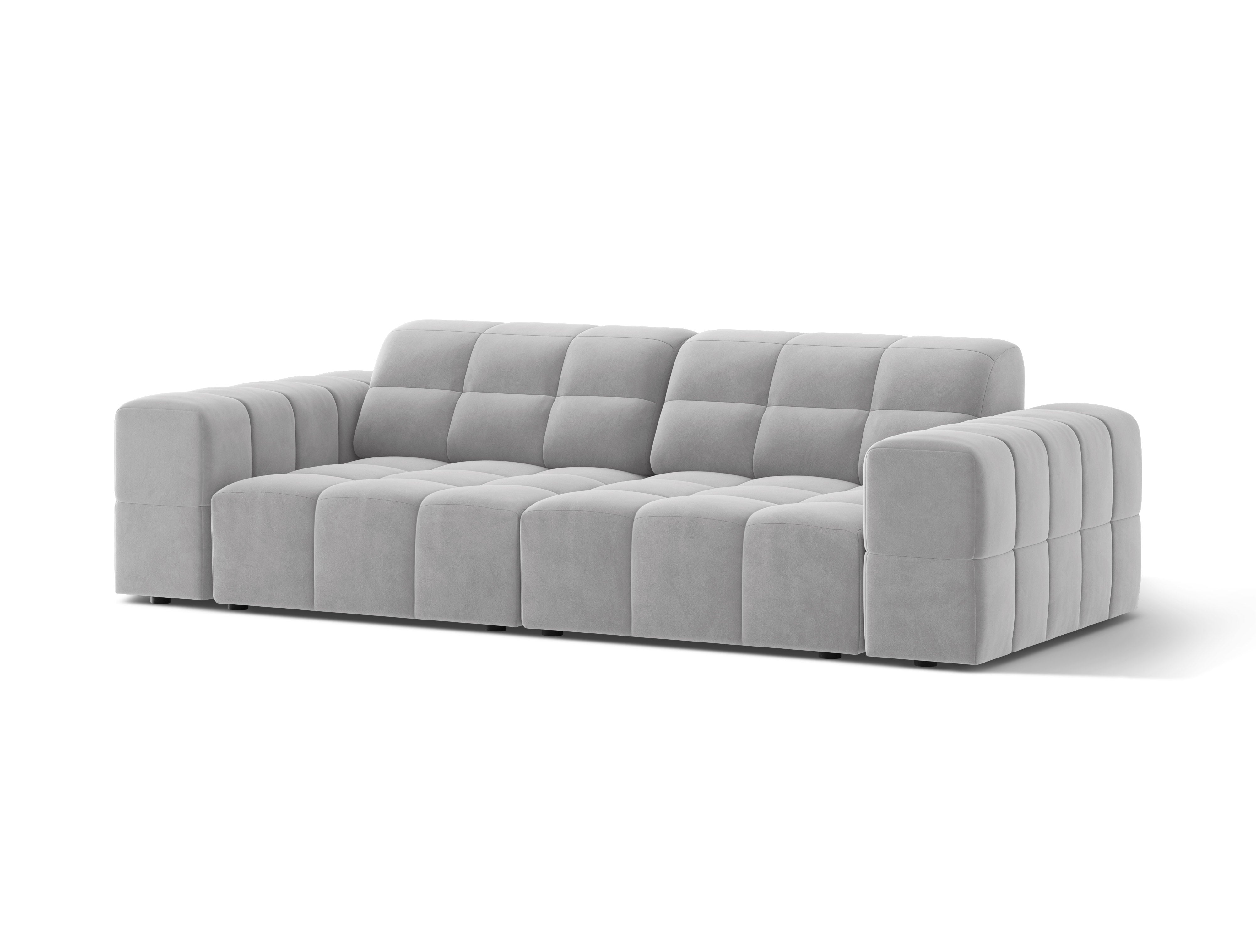 3-Sitzer-Samtsofa Chicago Hellgrau