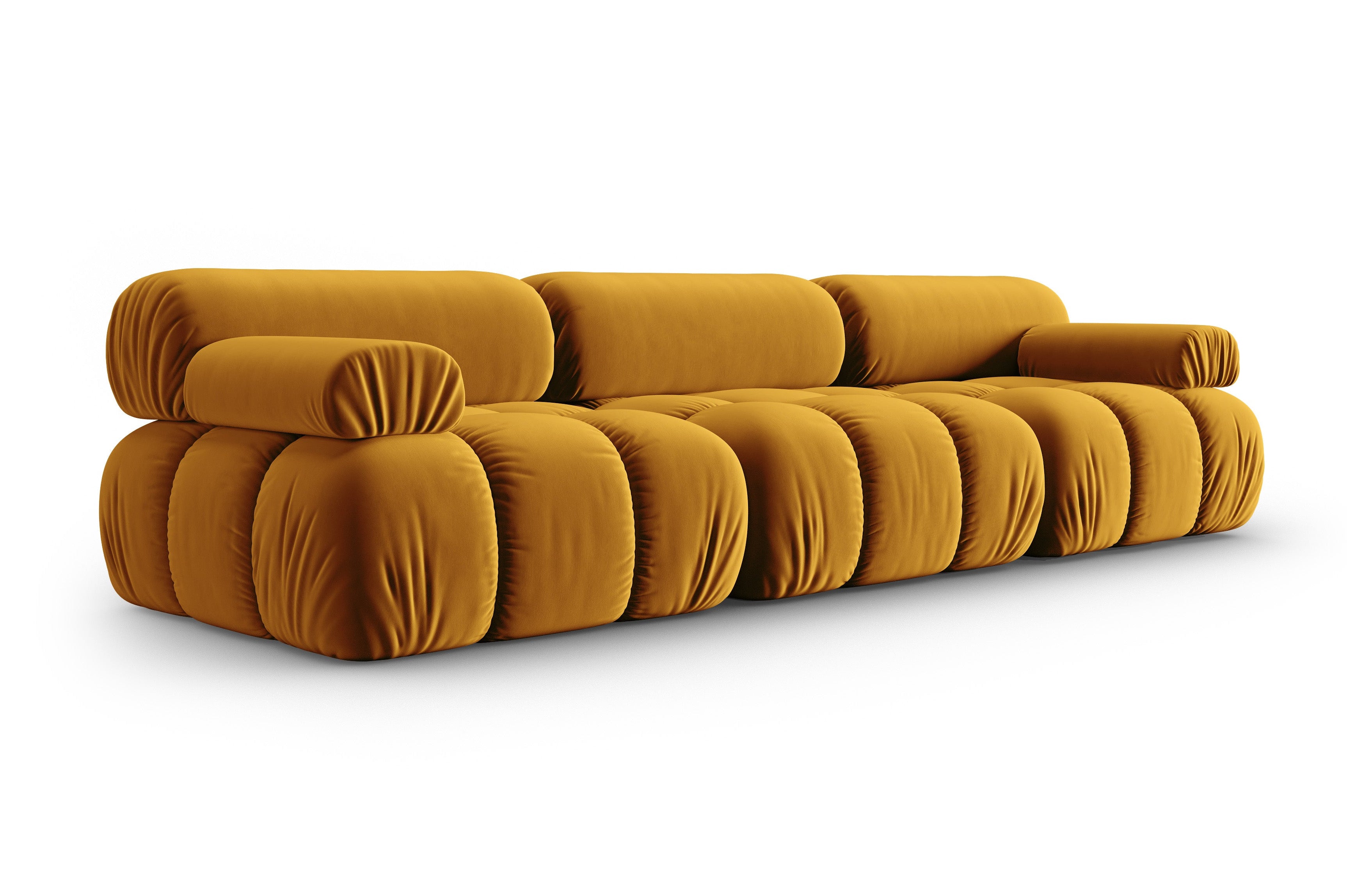 CORTINA Yellow Velvet 3-Seater Sofa