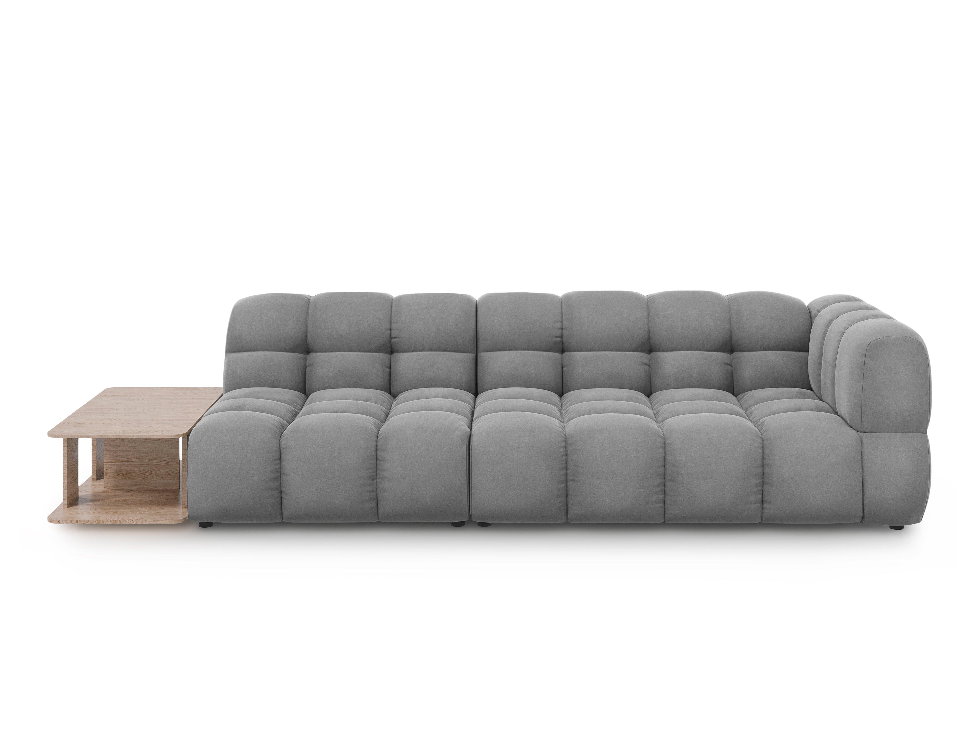 Sofa aksamitna lewostronna 4-osobowa otwarta ze stolikiem SKY jasnoszary Cosmopolitan Design    Eye on Design