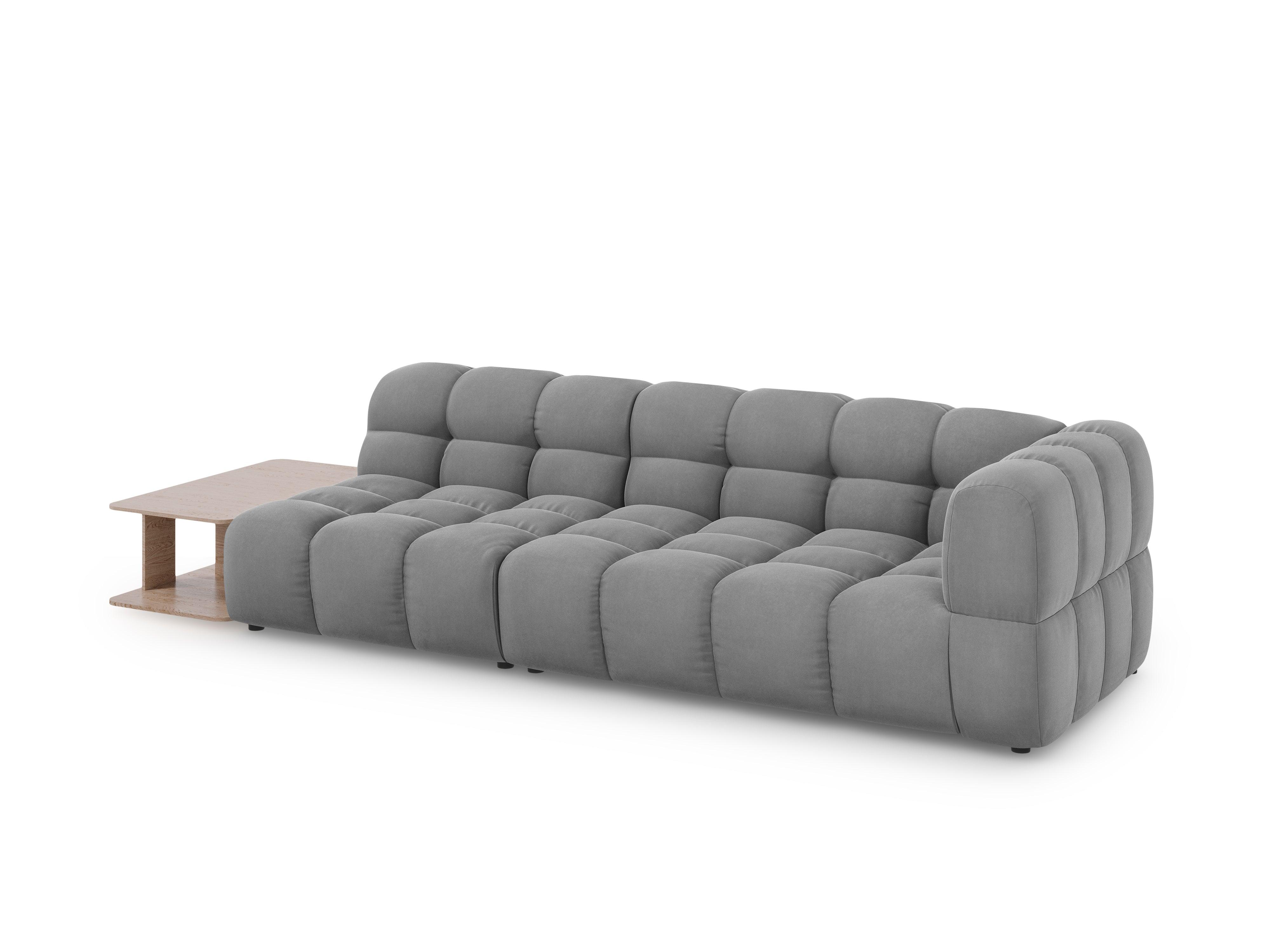 Sofa aksamitna lewostronna 4-osobowa otwarta ze stolikiem SKY jasnoszary Cosmopolitan Design    Eye on Design