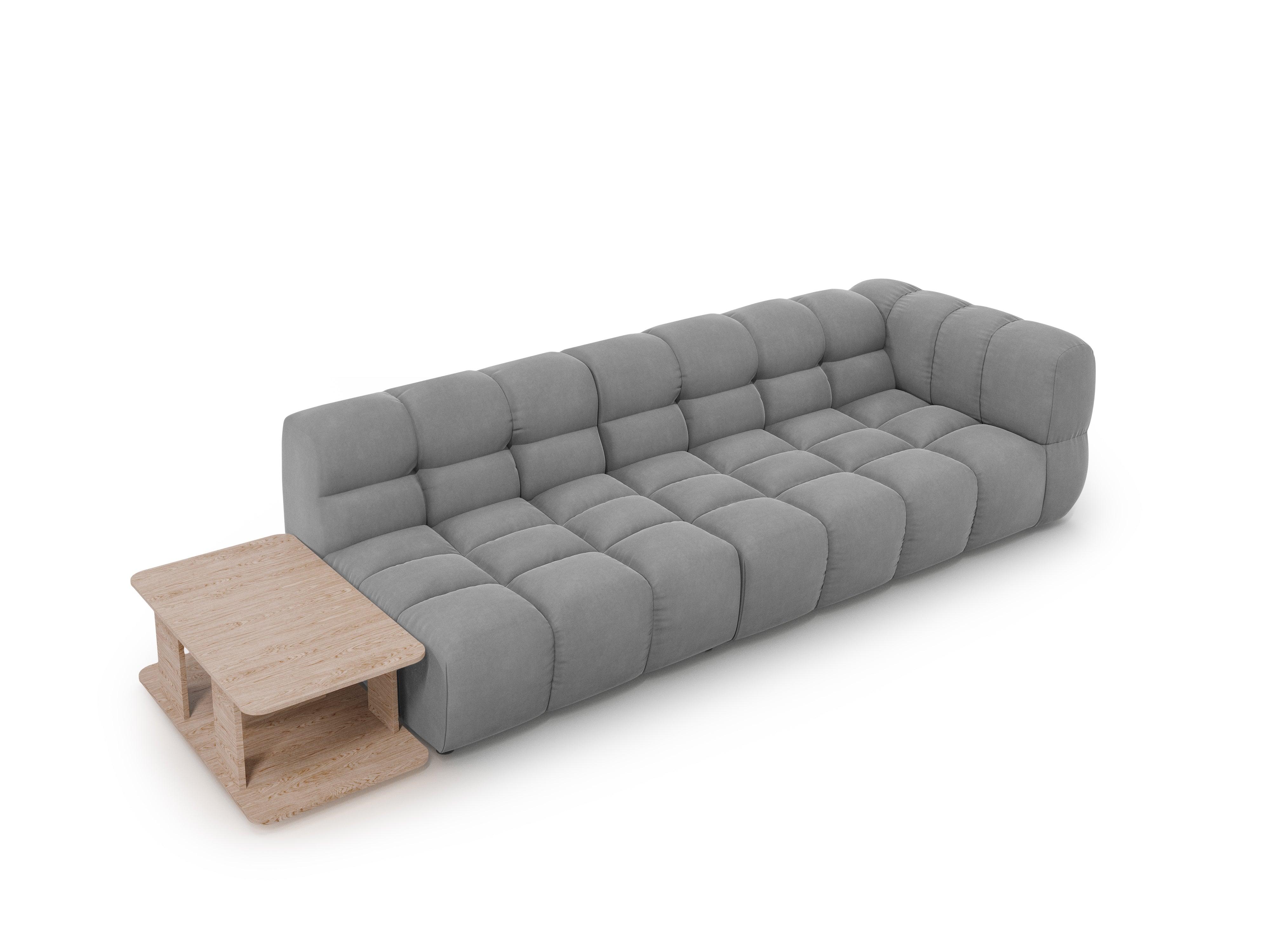 Sofa aksamitna lewostronna 4-osobowa otwarta ze stolikiem SKY jasnoszary Cosmopolitan Design    Eye on Design