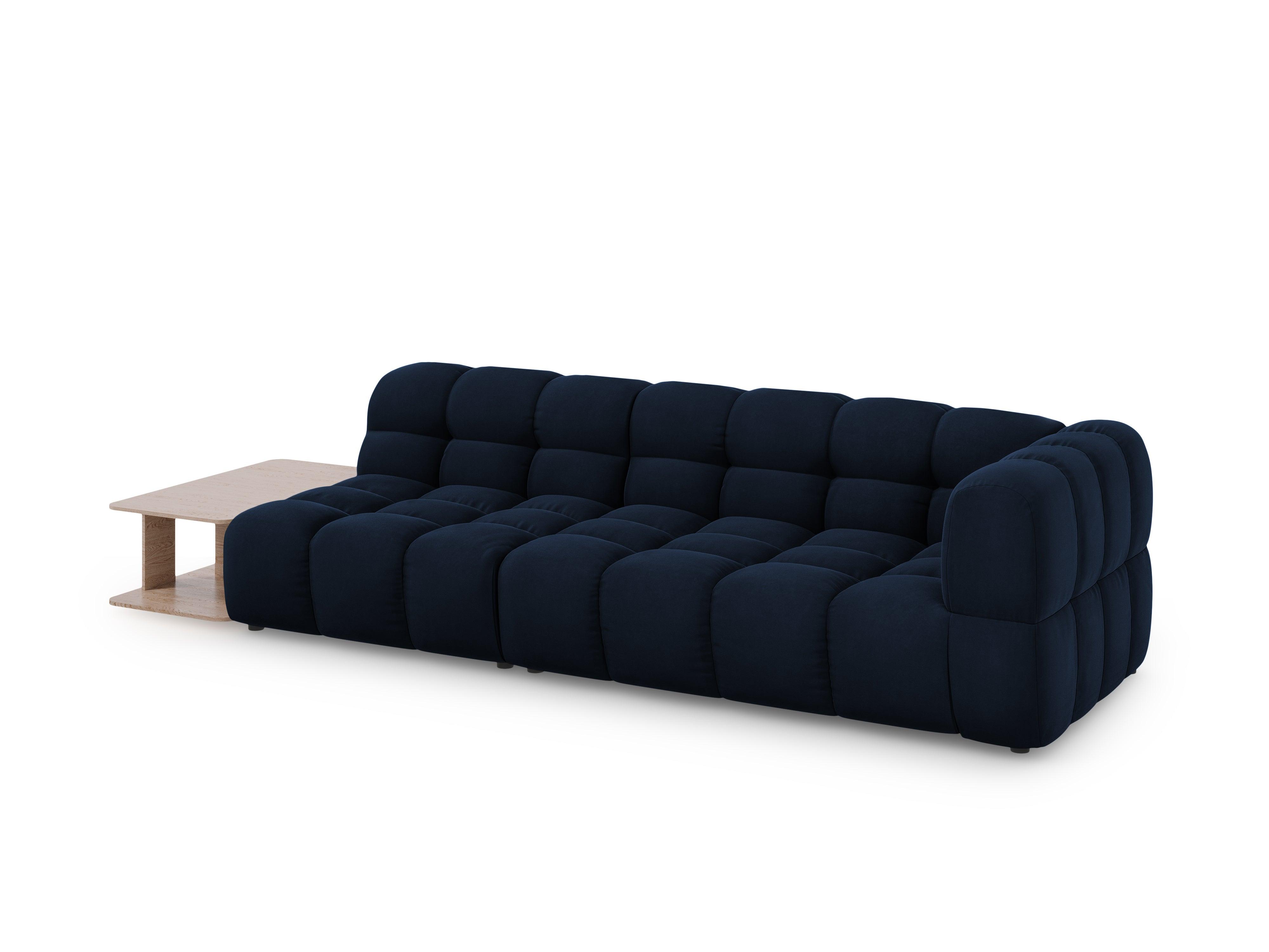 Sofa aksamitna lewostronna 4-osobowa otwarta ze stolikiem SKY granat królewski Cosmopolitan Design    Eye on Design