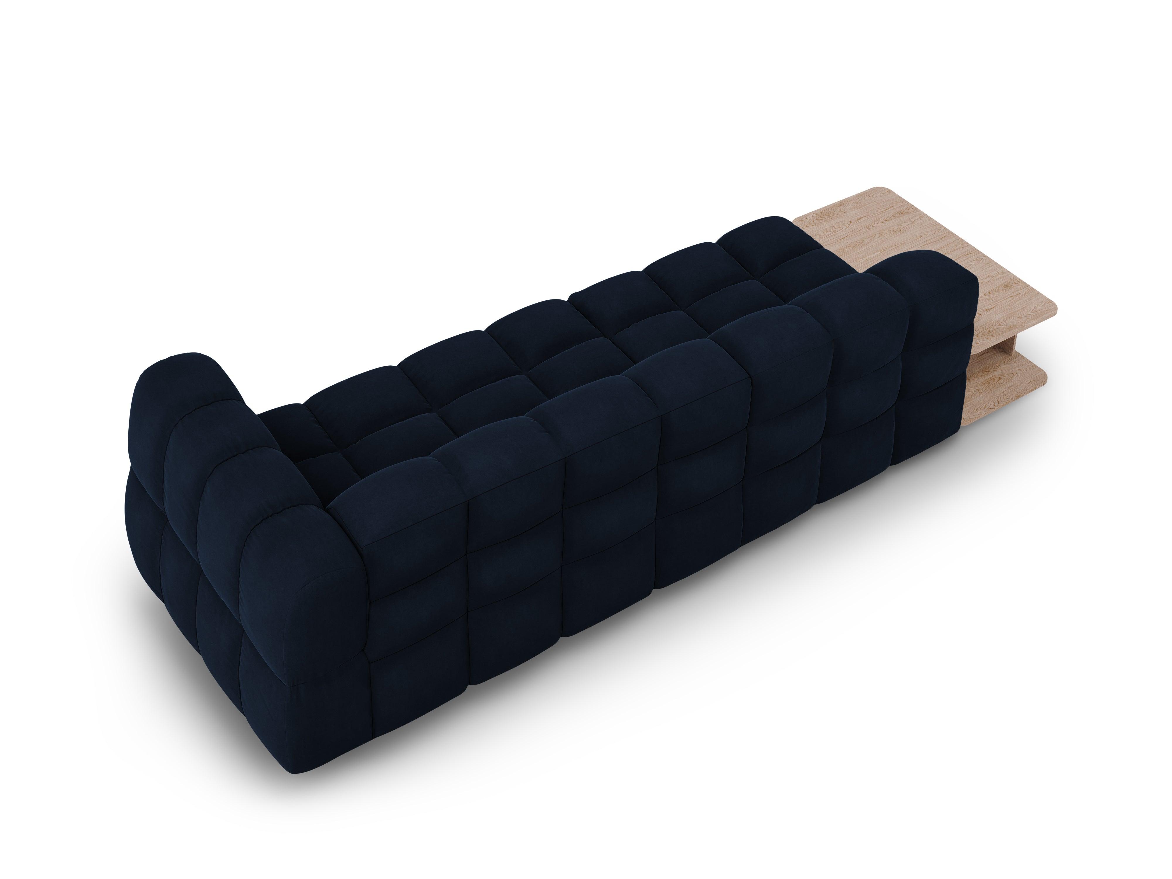 Sofa aksamitna lewostronna 4-osobowa otwarta ze stolikiem SKY granat królewski Cosmopolitan Design    Eye on Design