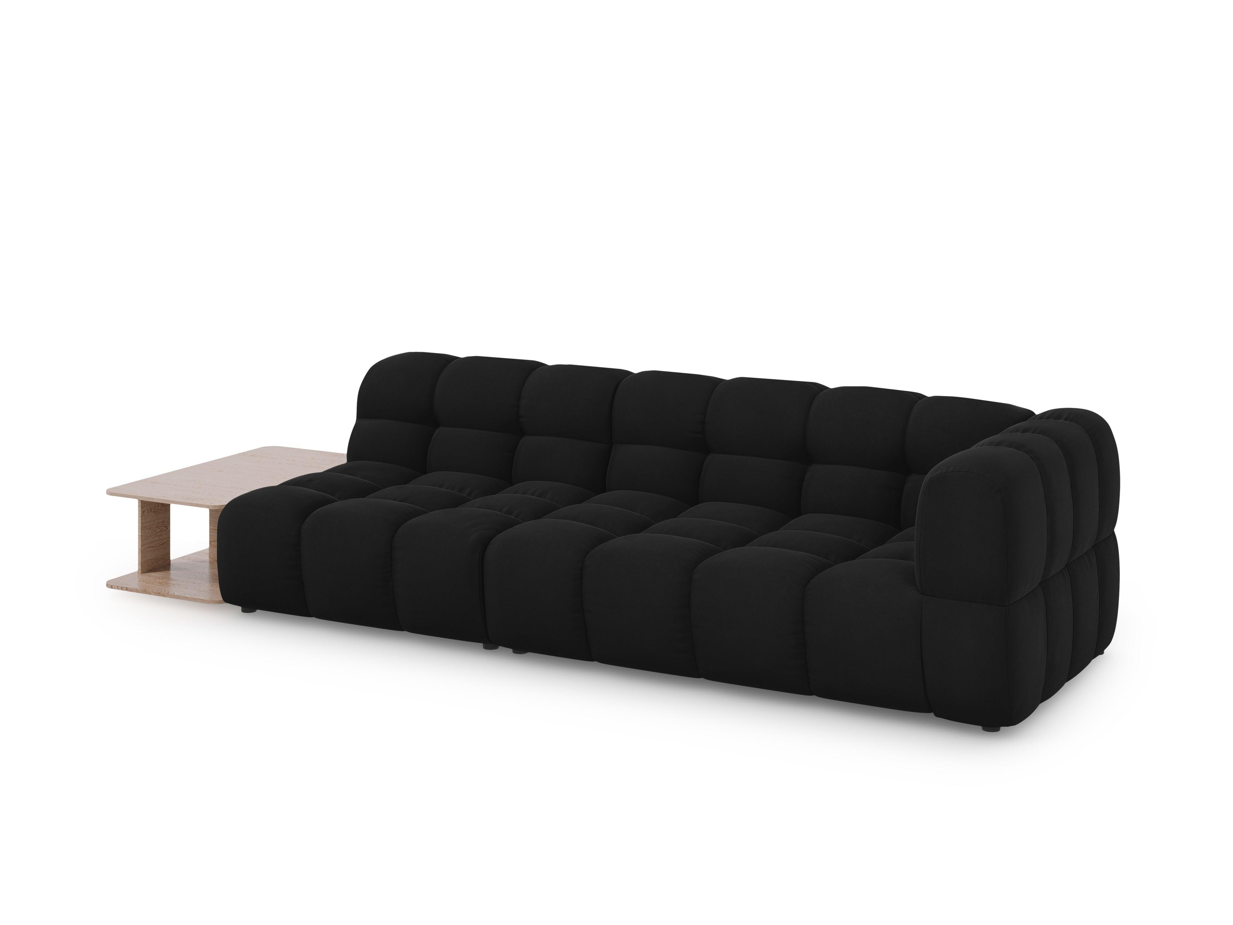 Sofa aksamitna lewostronna 4-osobowa otwarta ze stolikiem SKY czarny Cosmopolitan Design    Eye on Design