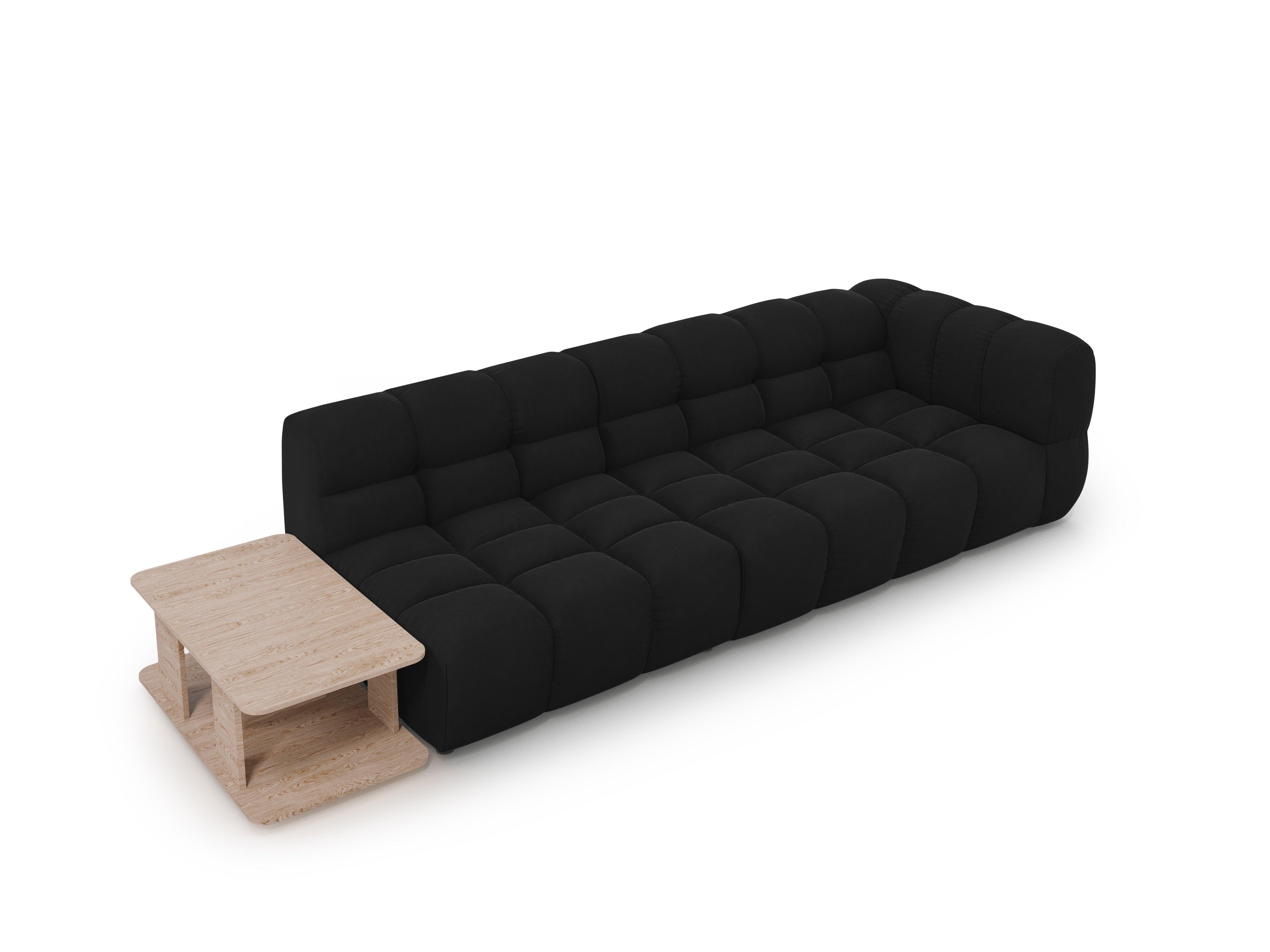 Sofa aksamitna lewostronna 4-osobowa otwarta ze stolikiem SKY czarny Cosmopolitan Design    Eye on Design