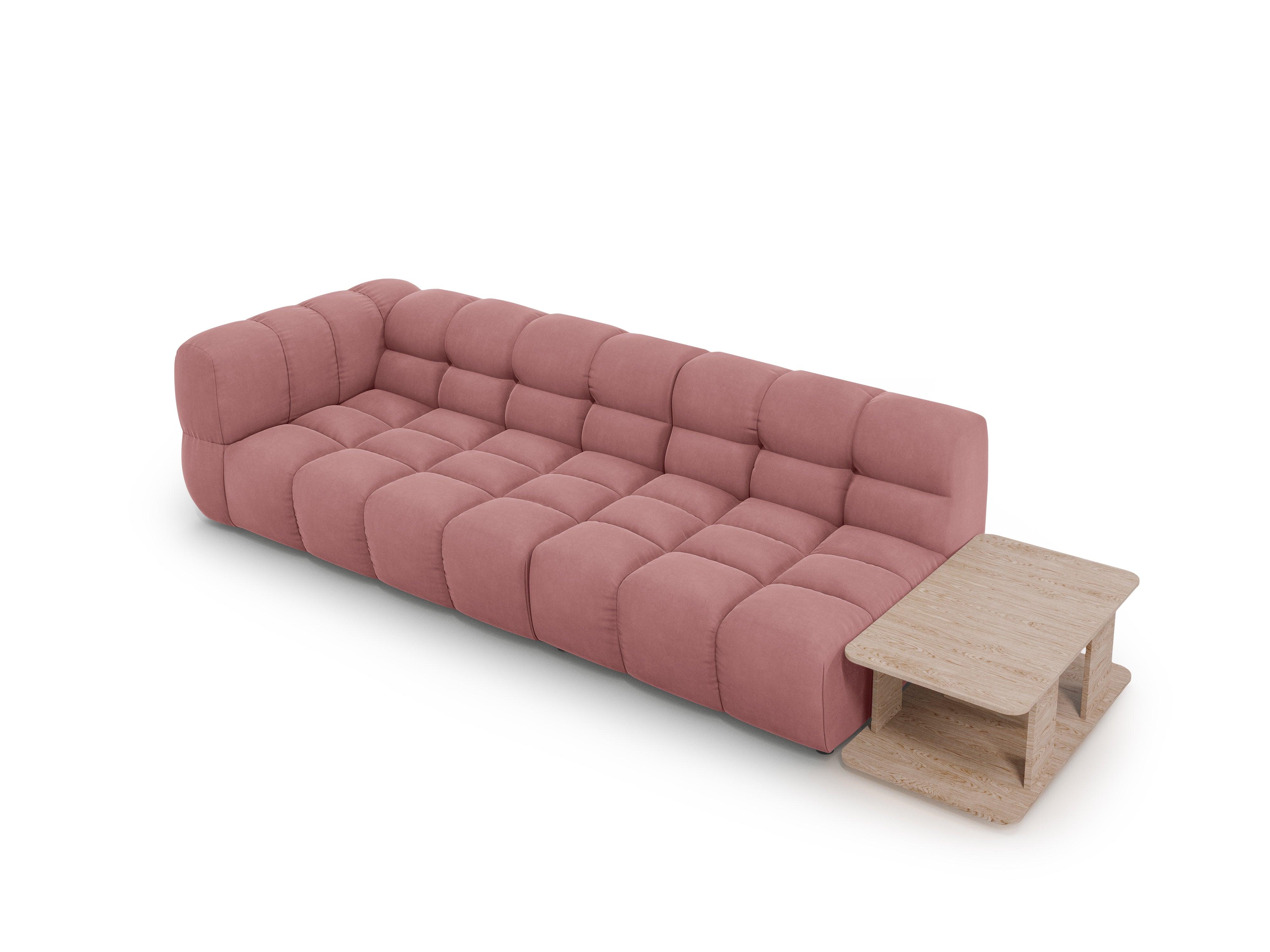 Sofa aksamitna prawostronna 4-osobowa otwarta ze stolikiem SKY łososiowy Cosmopolitan Design    Eye on Design