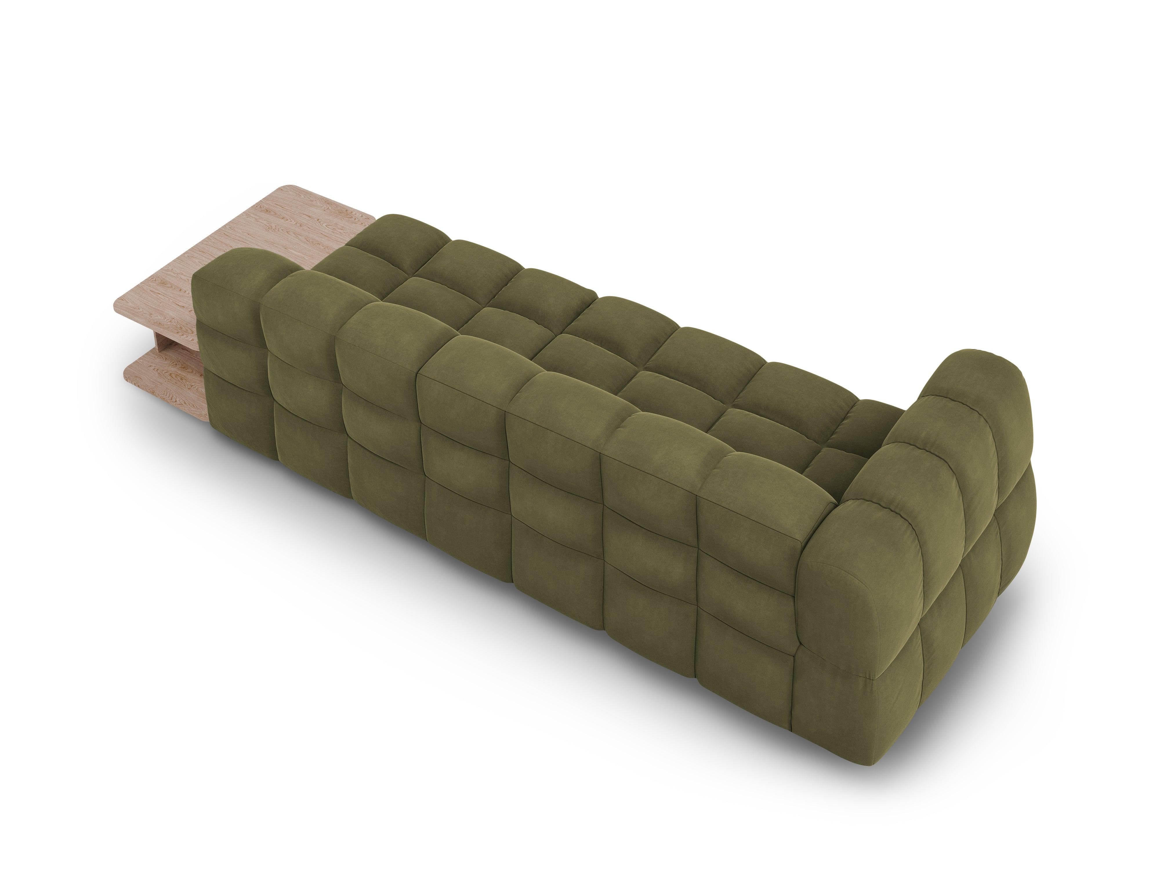 Sofa aksamitna prawostronna 4-osobowa otwarta ze stolikiem SKY jasnozielony Cosmopolitan Design    Eye on Design