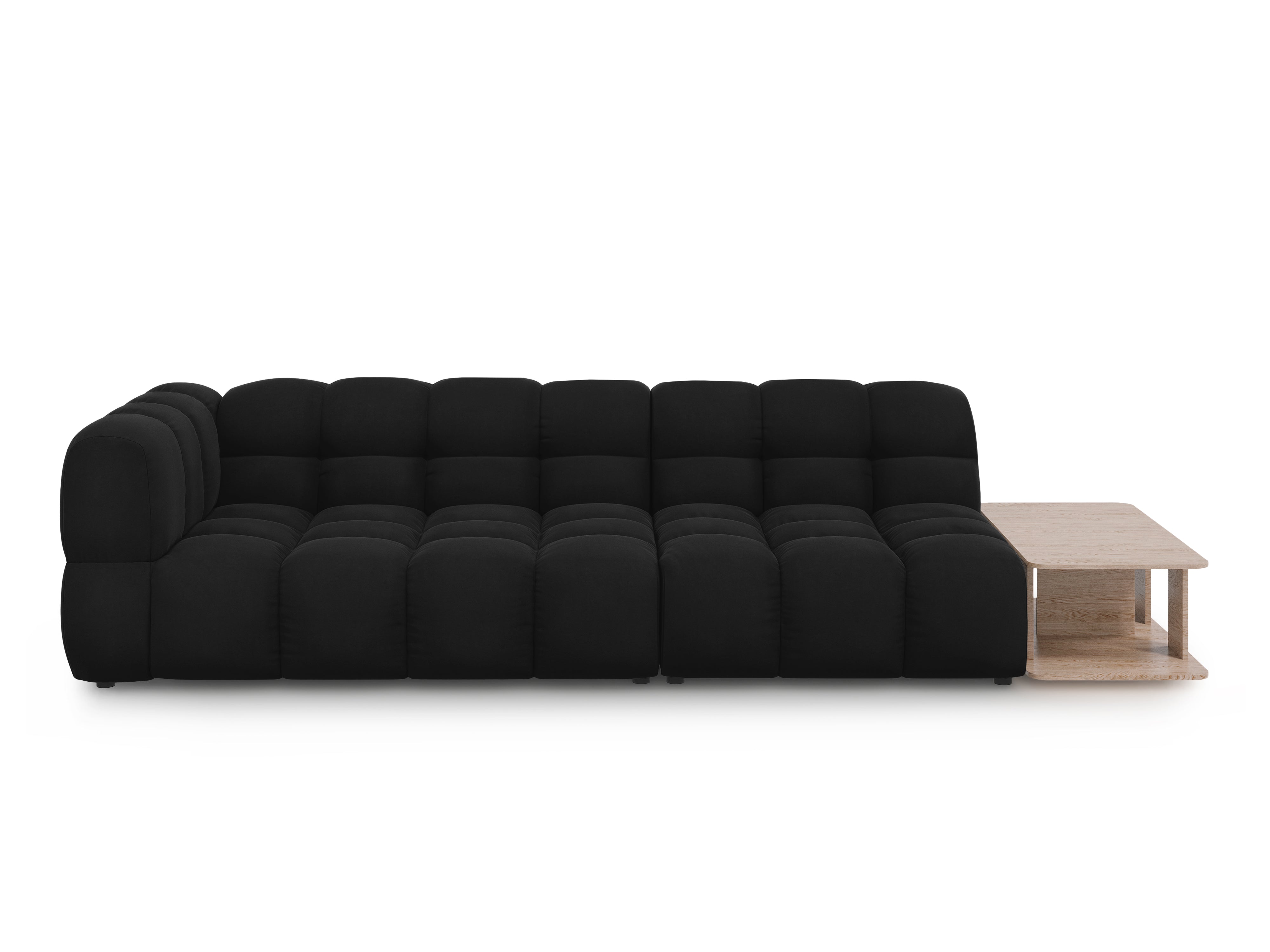 Sofa aksamitna prawostronna 4-osobowa otwarta ze stolikiem SKY czarny Cosmopolitan Design    Eye on Design