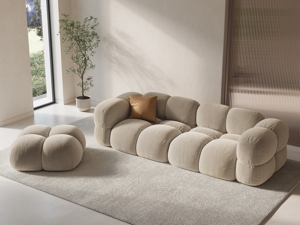 Sofa 4-sitzig aus Samt LORETTO beige