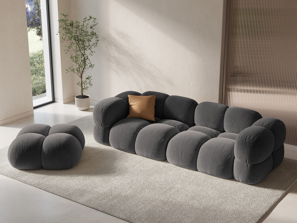 Sofa für 4 Personen aus Samt LORETTO grau