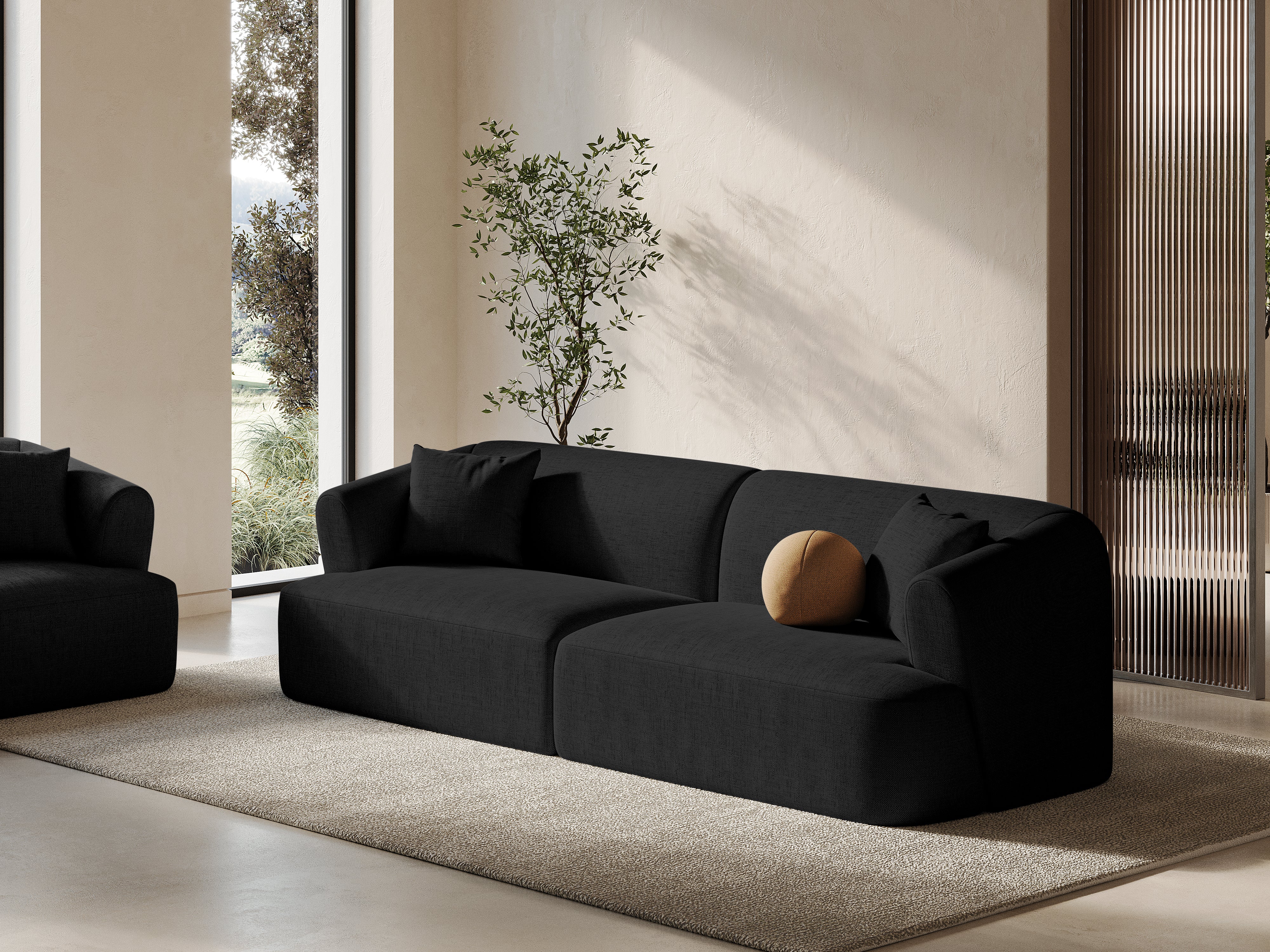 Sofa 4-Sitzer CAMPI schwarzes Chenille