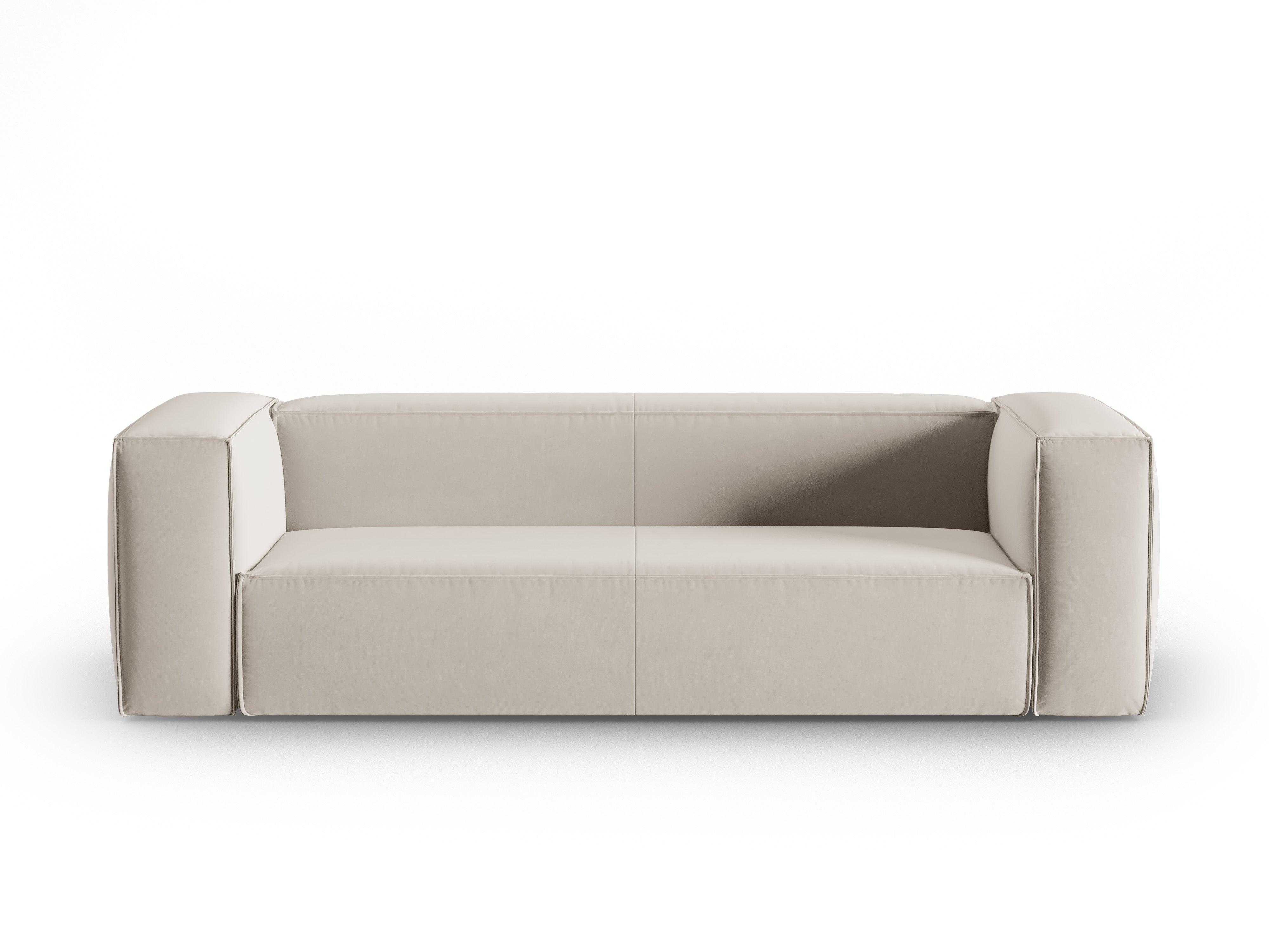 Samt 4-Sitzer Sofa MACKAY hellbeige