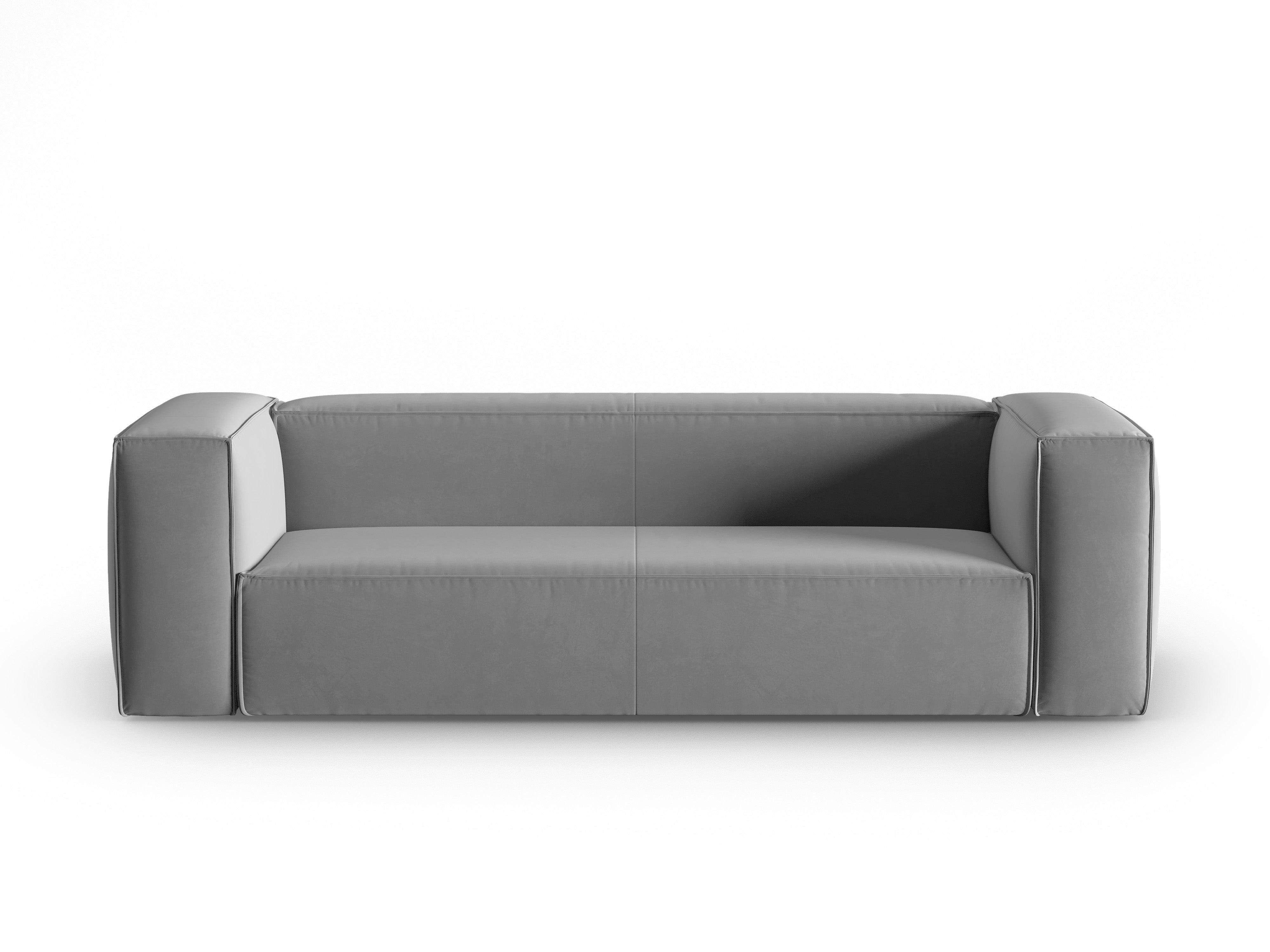 Samt 4-Sitzer Sofa MACKAY hellgrau