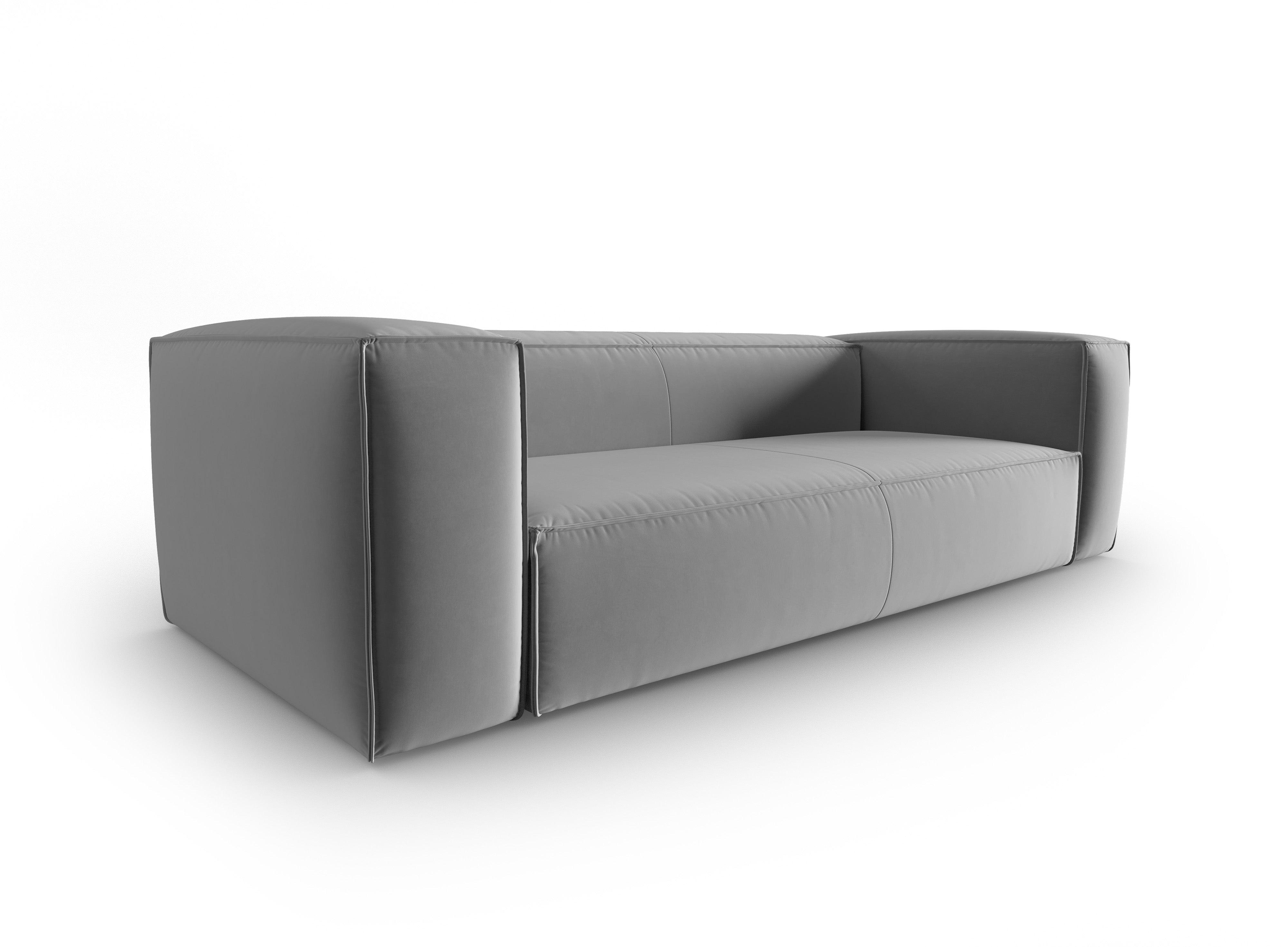 Samt 4-Sitzer Sofa MACKAY hellgrau