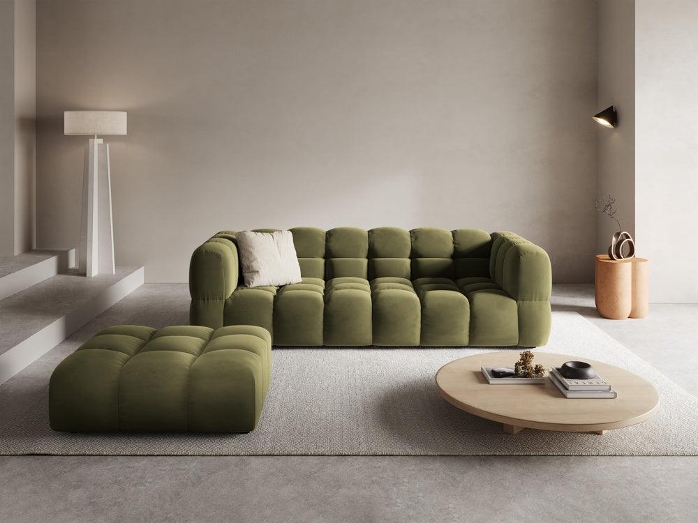 Velvet sofa 4-person light-green sky