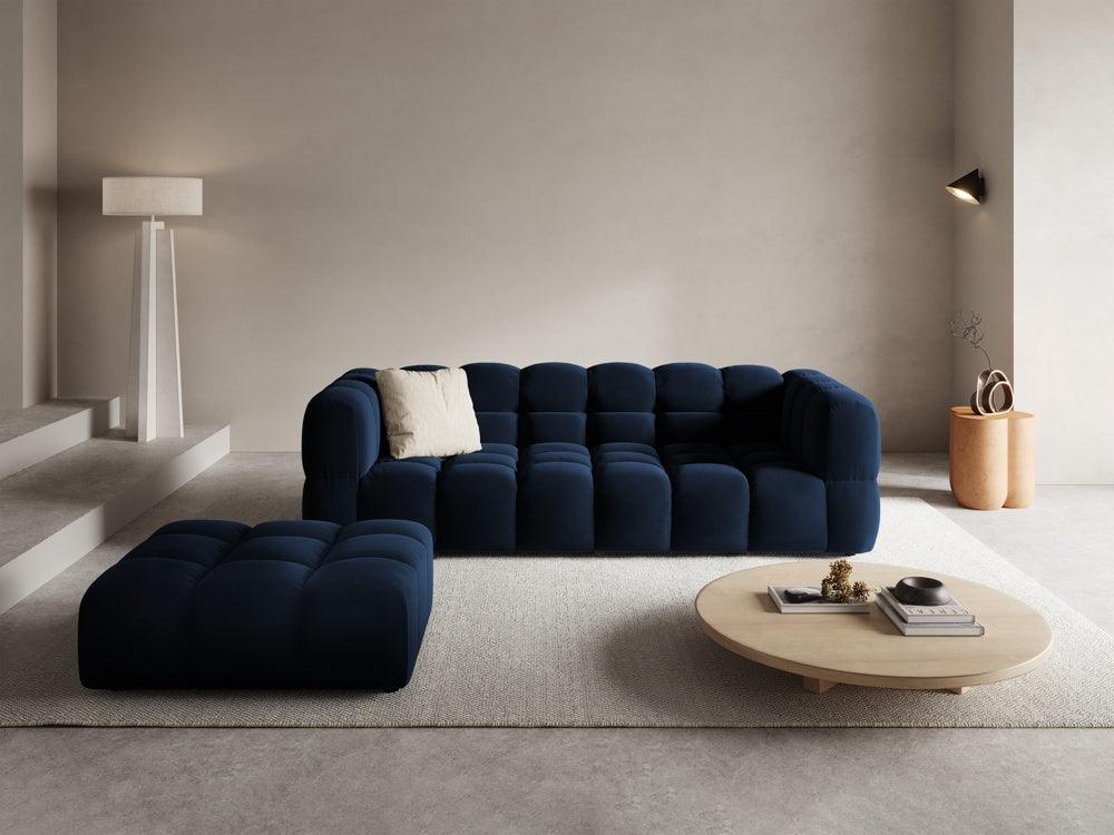 Velvet sofa 4-person sky royal navy blue