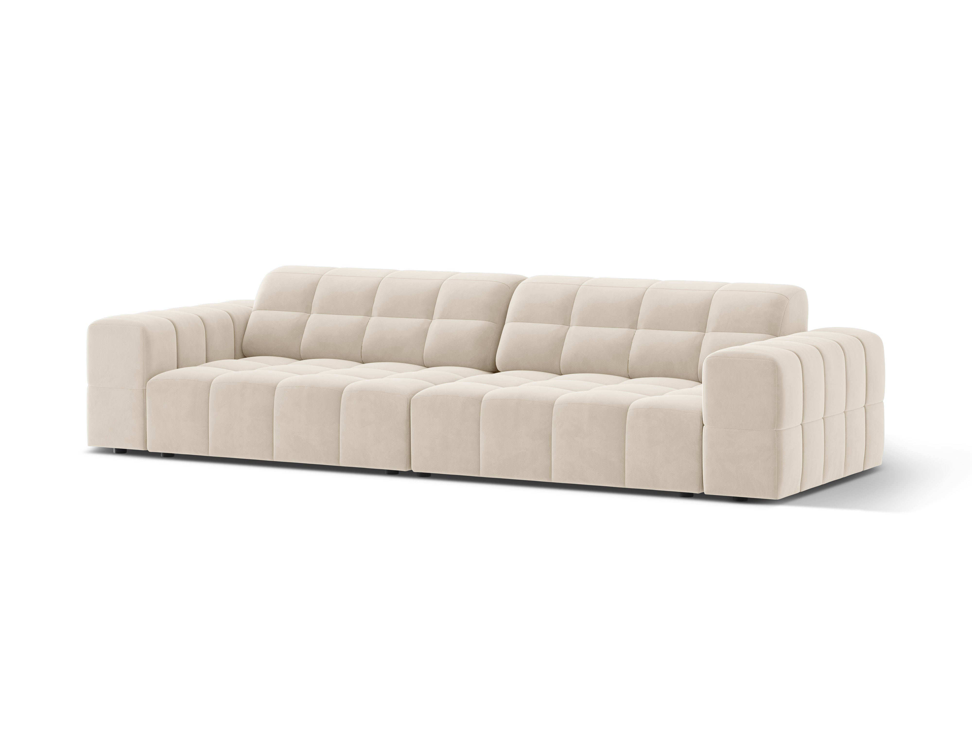 Samtsofa 4-Personen leichte Beige Chicago