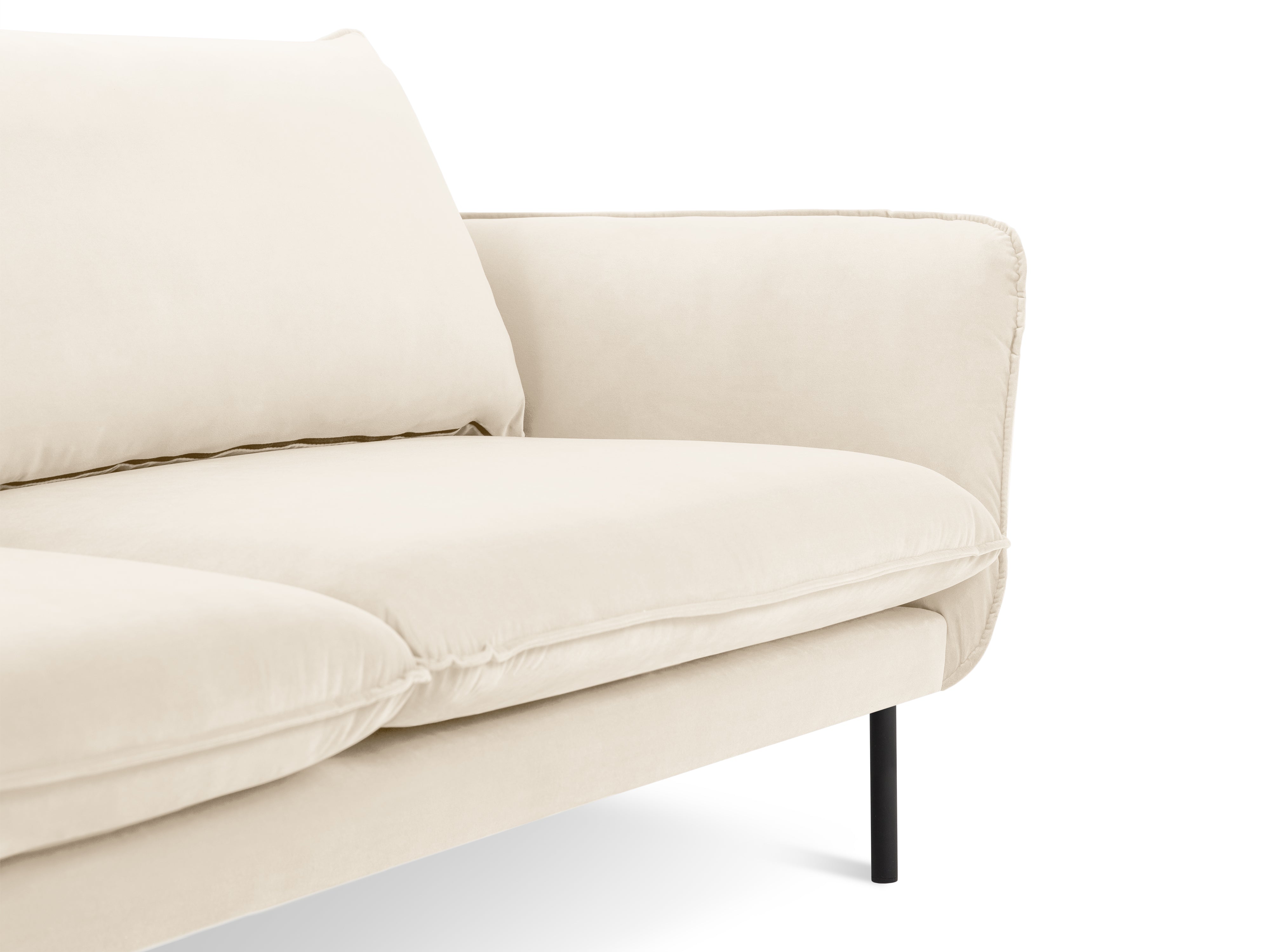 Velvet sofa for 4 people VIENNA beige with black base