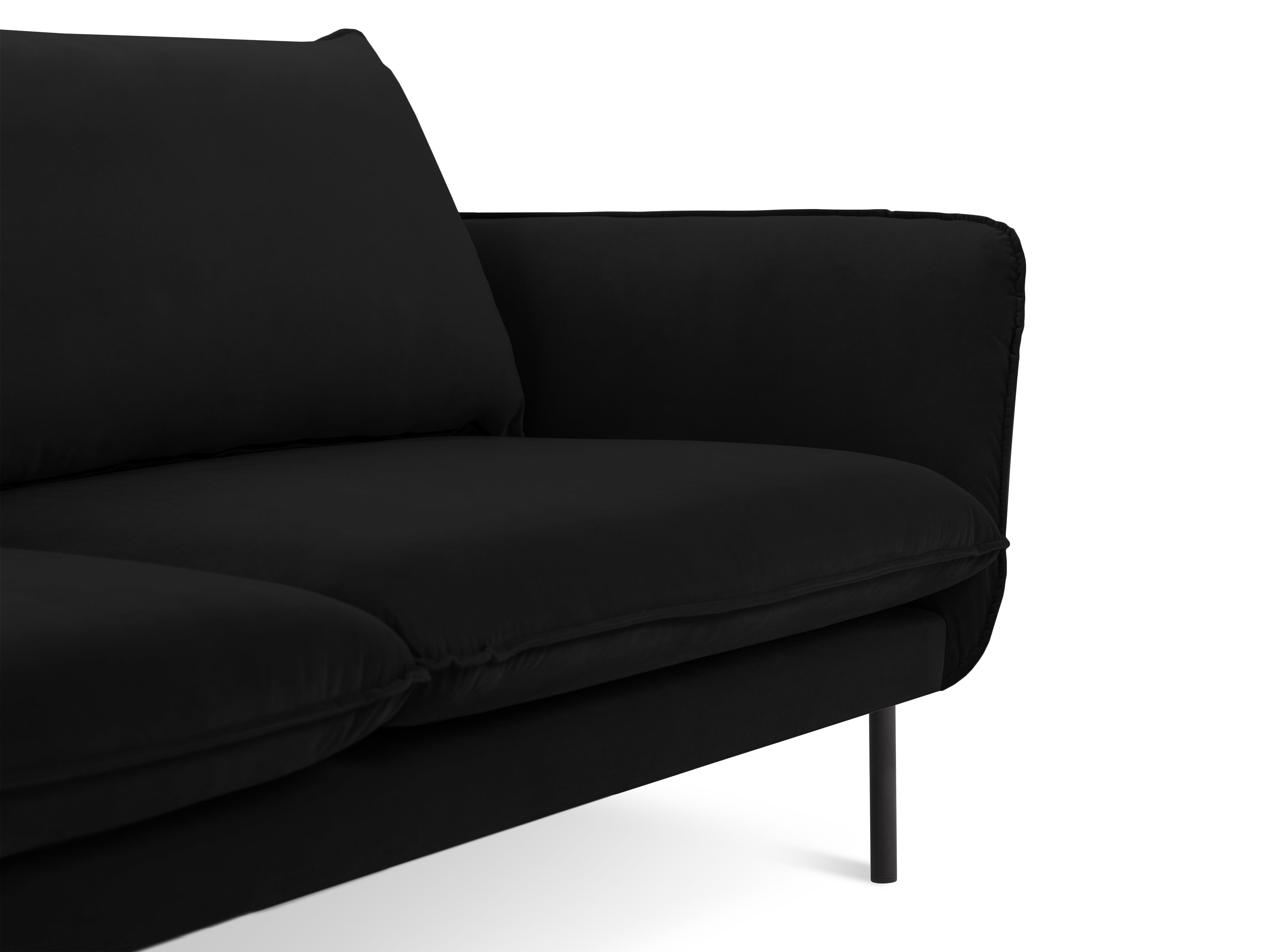 Velvet sofa for 4 people VIENNA black with black base